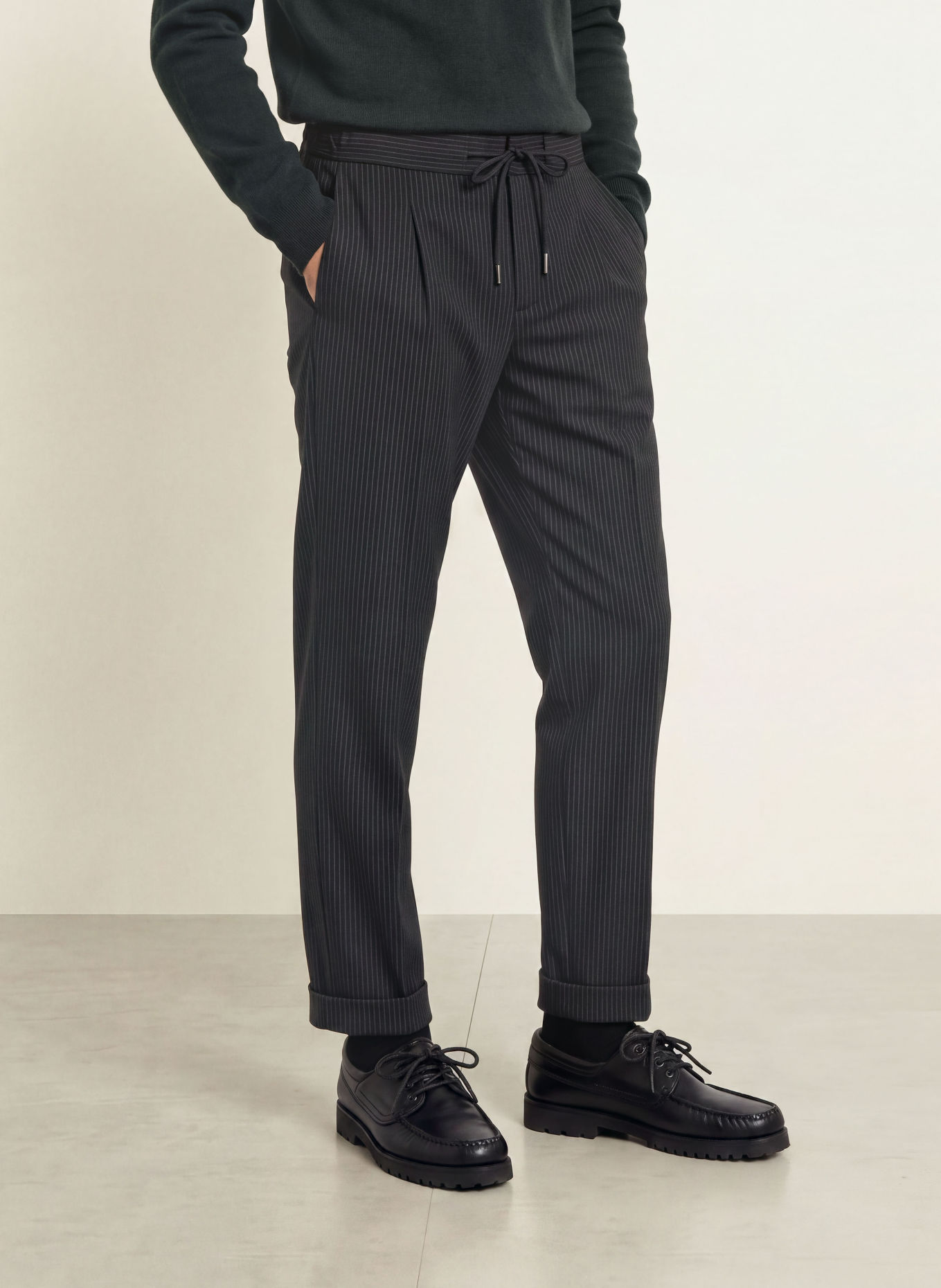 DESOTO Broek in joggingstijl, slim fit: ZWART / DONKERGRIJS