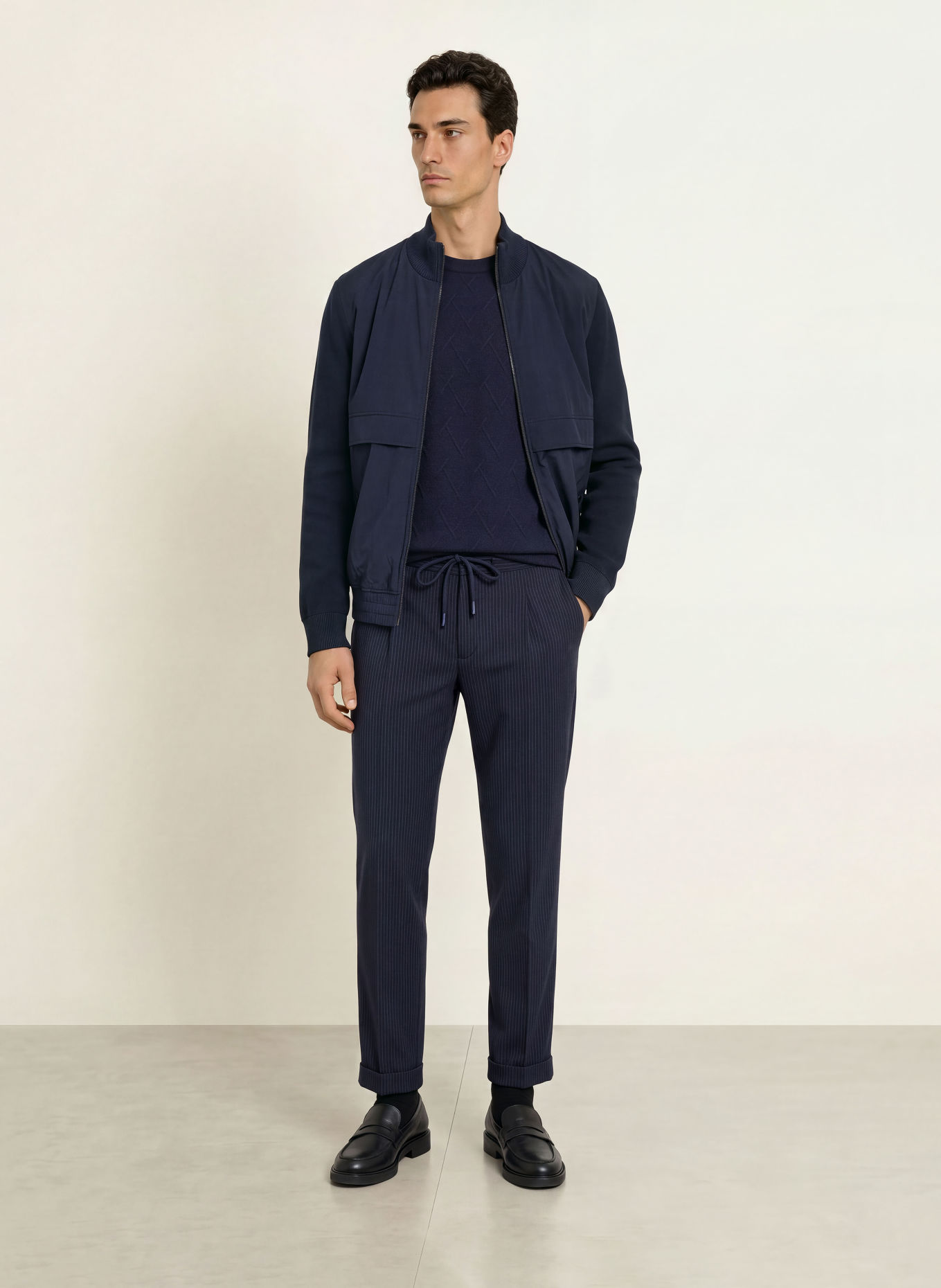 DESOTO Broek in joggingstijl, slim fit: DONKERBLAUW / BLAUW