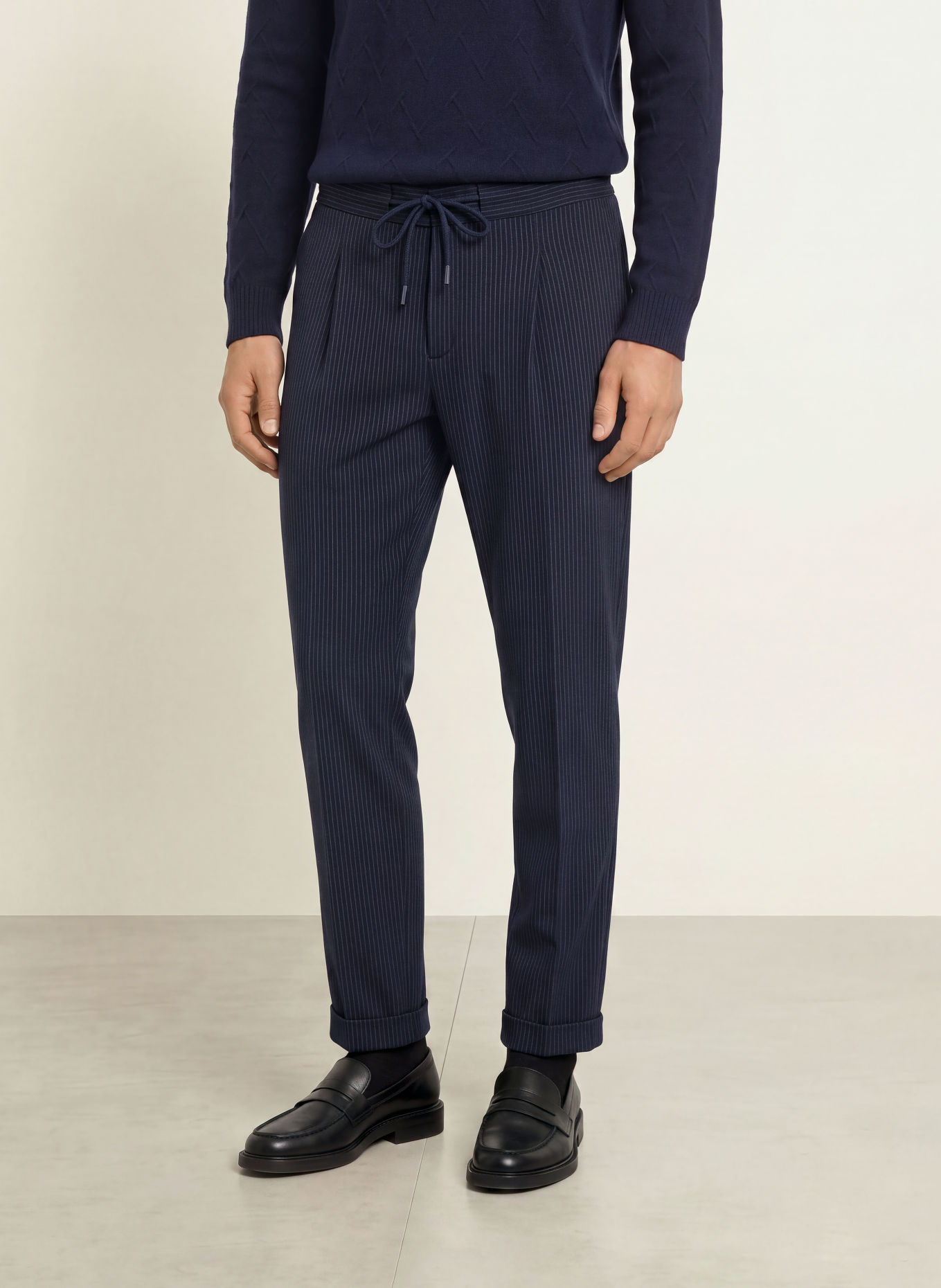 DESOTO Broek in joggingstijl, slim fit: DONKERBLAUW / BLAUW