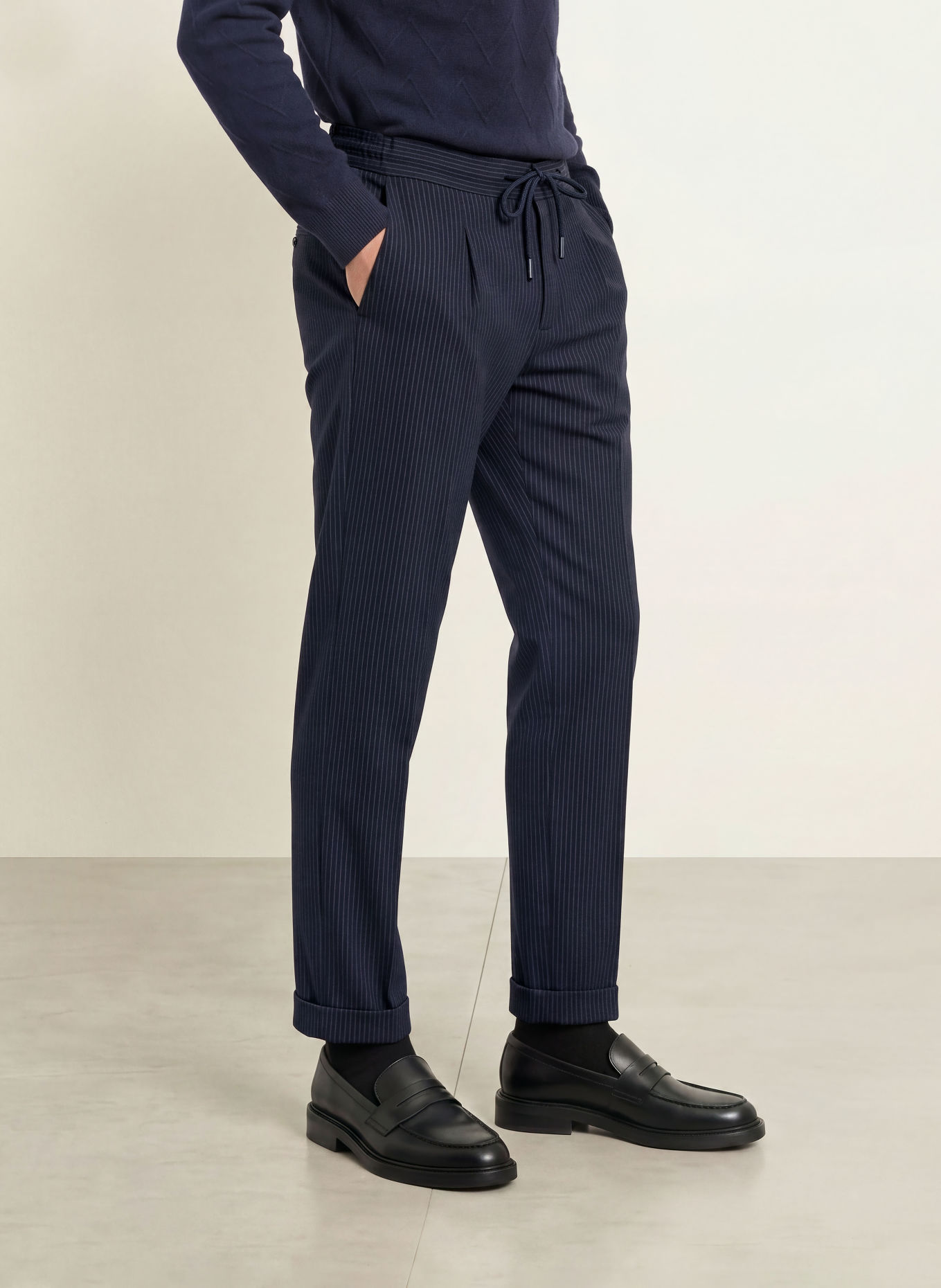 DESOTO Broek in joggingstijl, slim fit: DONKERBLAUW / BLAUW
