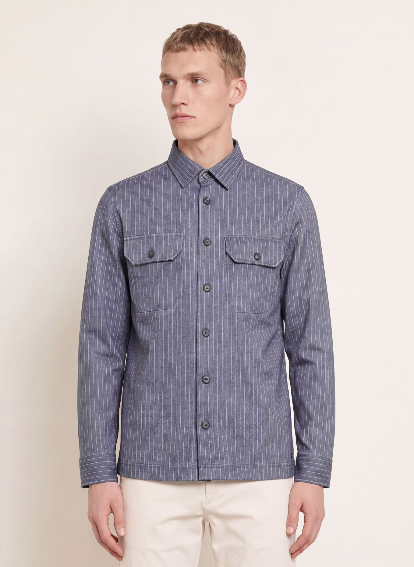 DESOTO Overshirt: DARK GRAY / WHITE