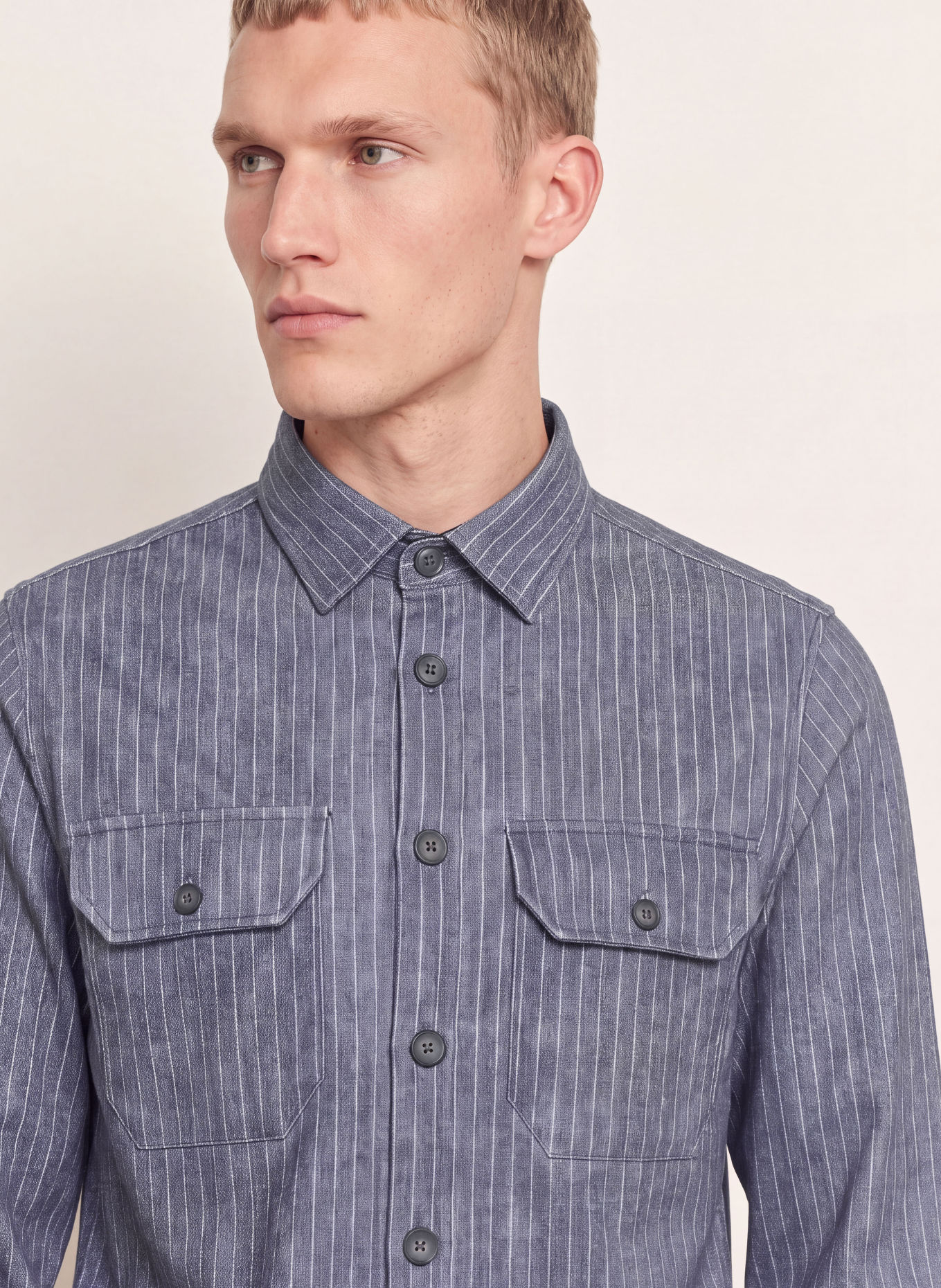 DESOTO Overshirt: DARK GRAY / WHITE