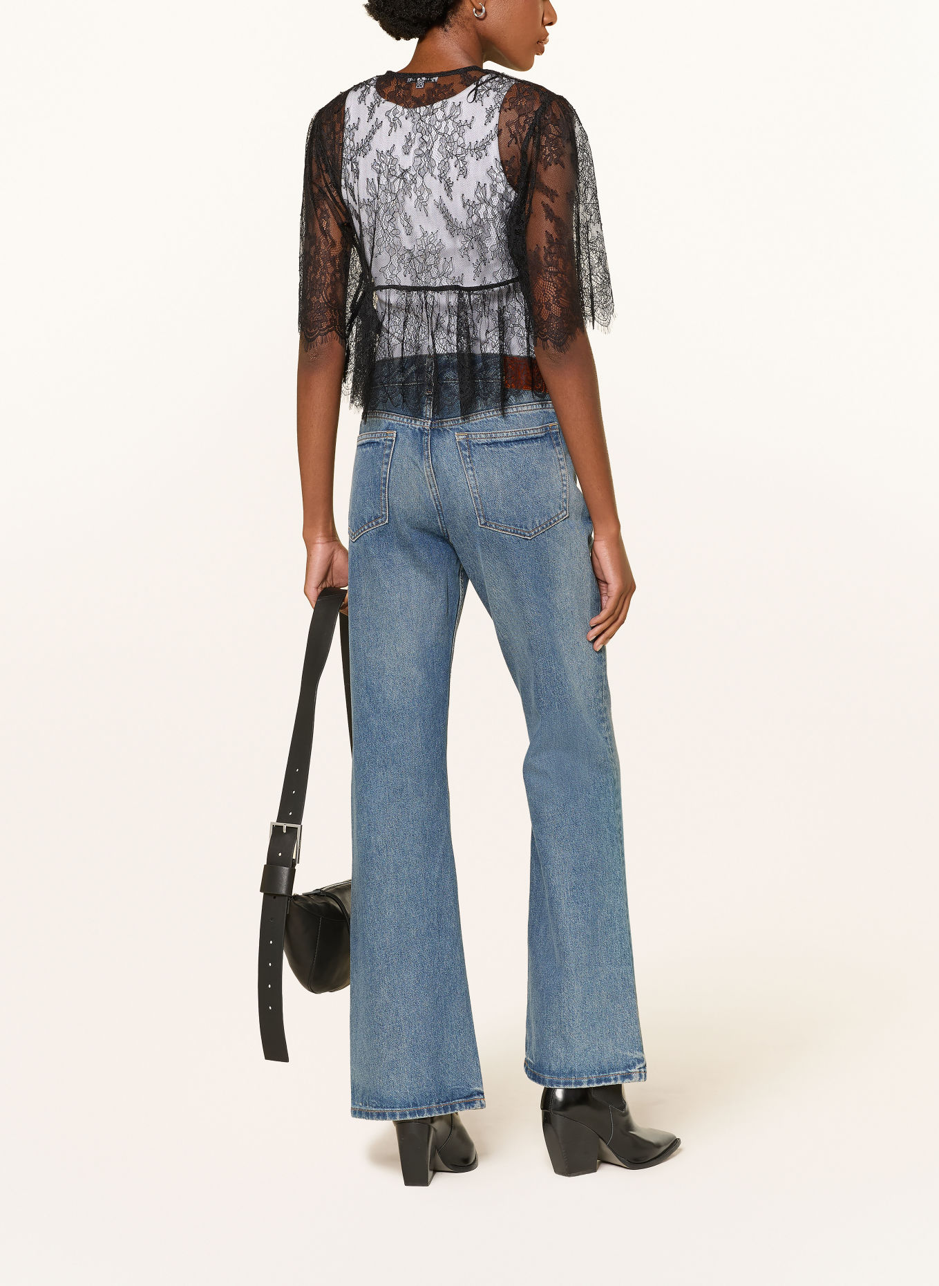 MRS & HUGS Bluse med blonder: SORT