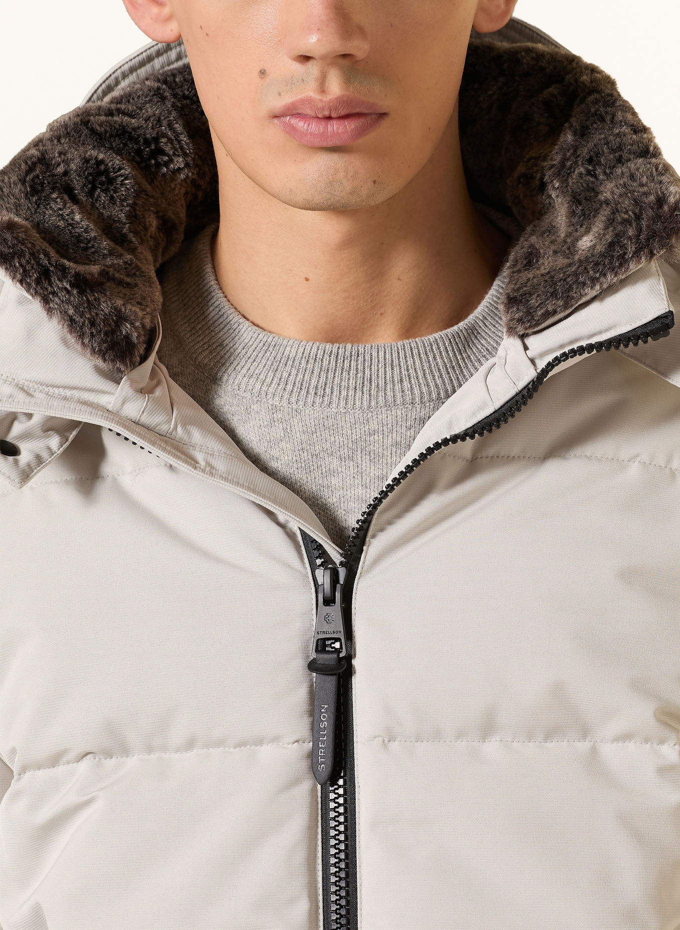 STRELLSON Steppjacke ARCOLA mit abnehmbarem Kunstfell: HELLGRAU
