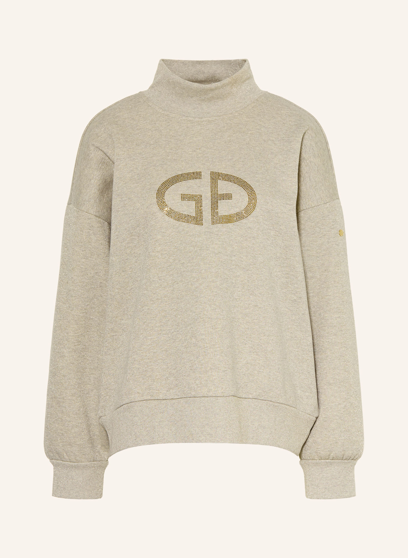 GOLDBERGH SIZZLE Sweatshirt with Glitter Yarn and Rhinestones: GRAY / GOLD