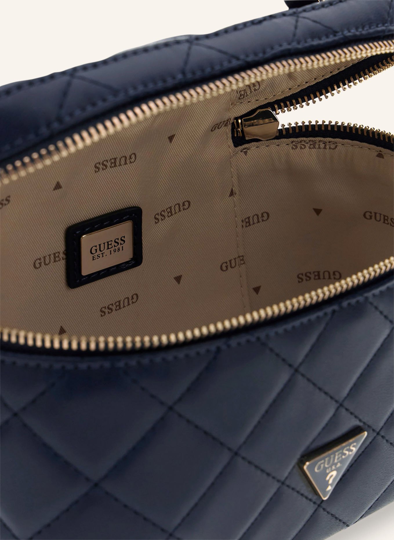 GUESS Handtas JULIET: DONKERBLAUW / GOUD
