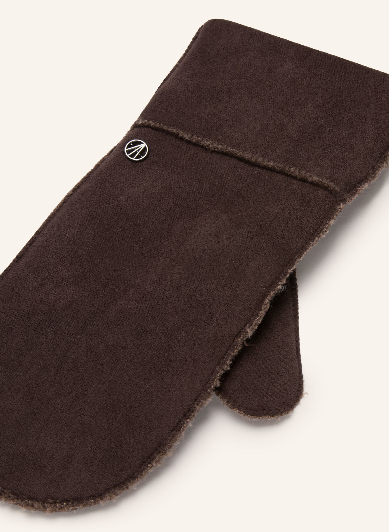 LOEVENICH Leather-look mittens: DARK BROWN