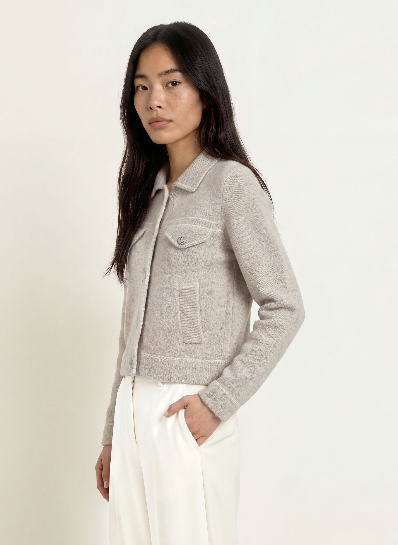 REPEAT Cardigan: GRAY