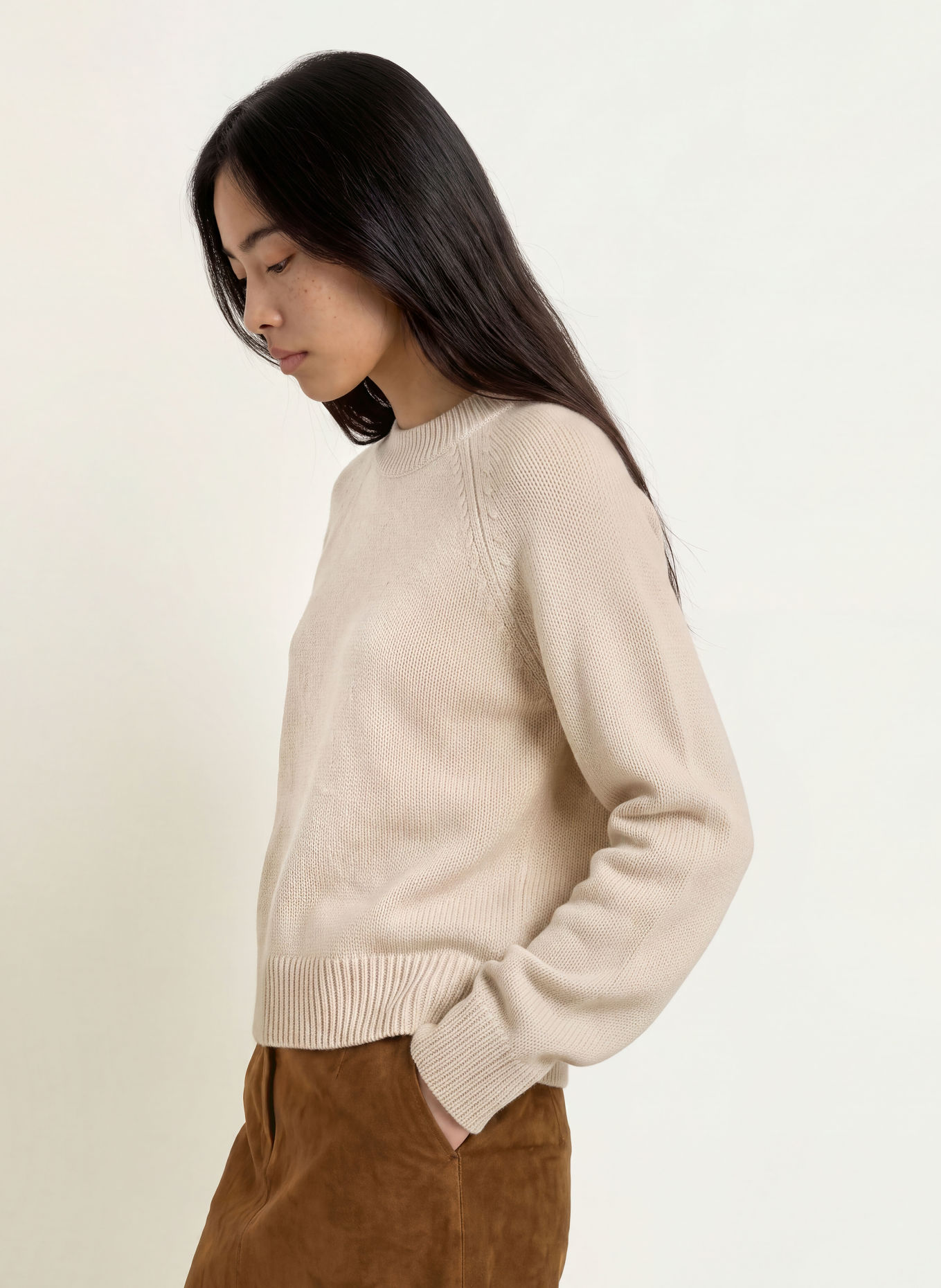 REPEAT Cashmere Sweater: BEIGE