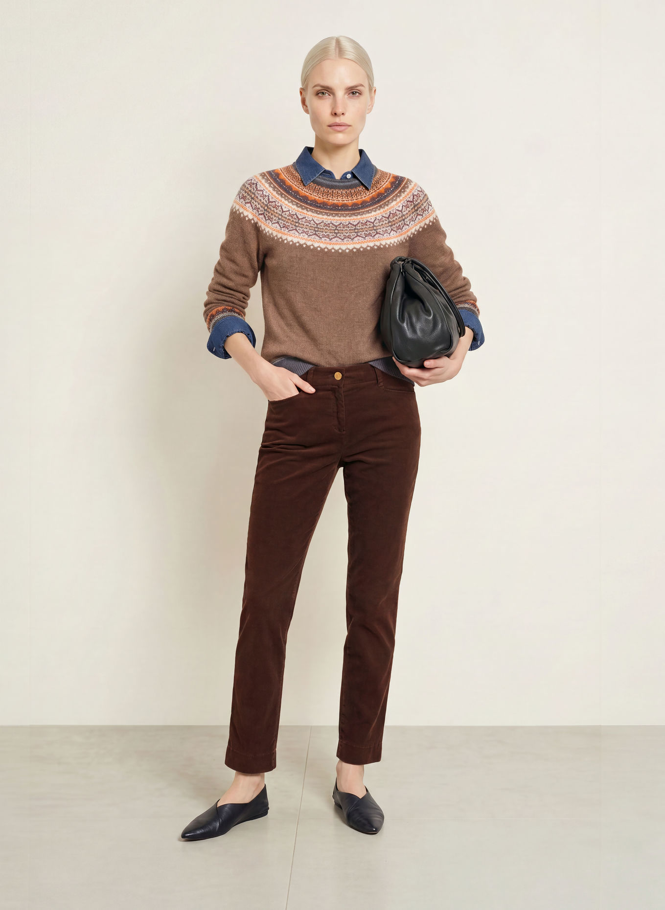 BRAX MARA Cord Pants: DARK BROWN