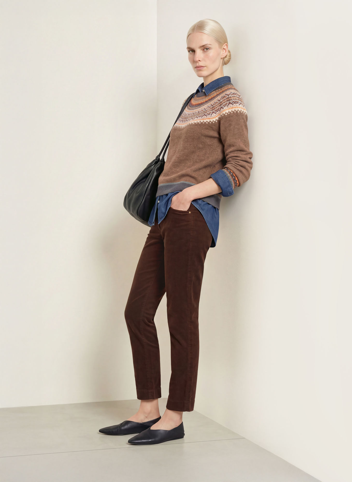 BRAX MARA Cord Pants: DARK BROWN