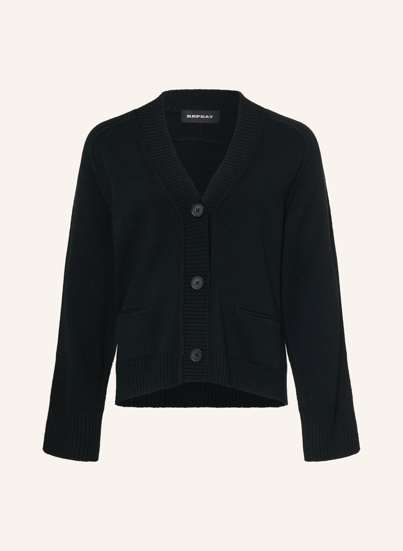 REPEAT Cashmere Cardigan: BLACK