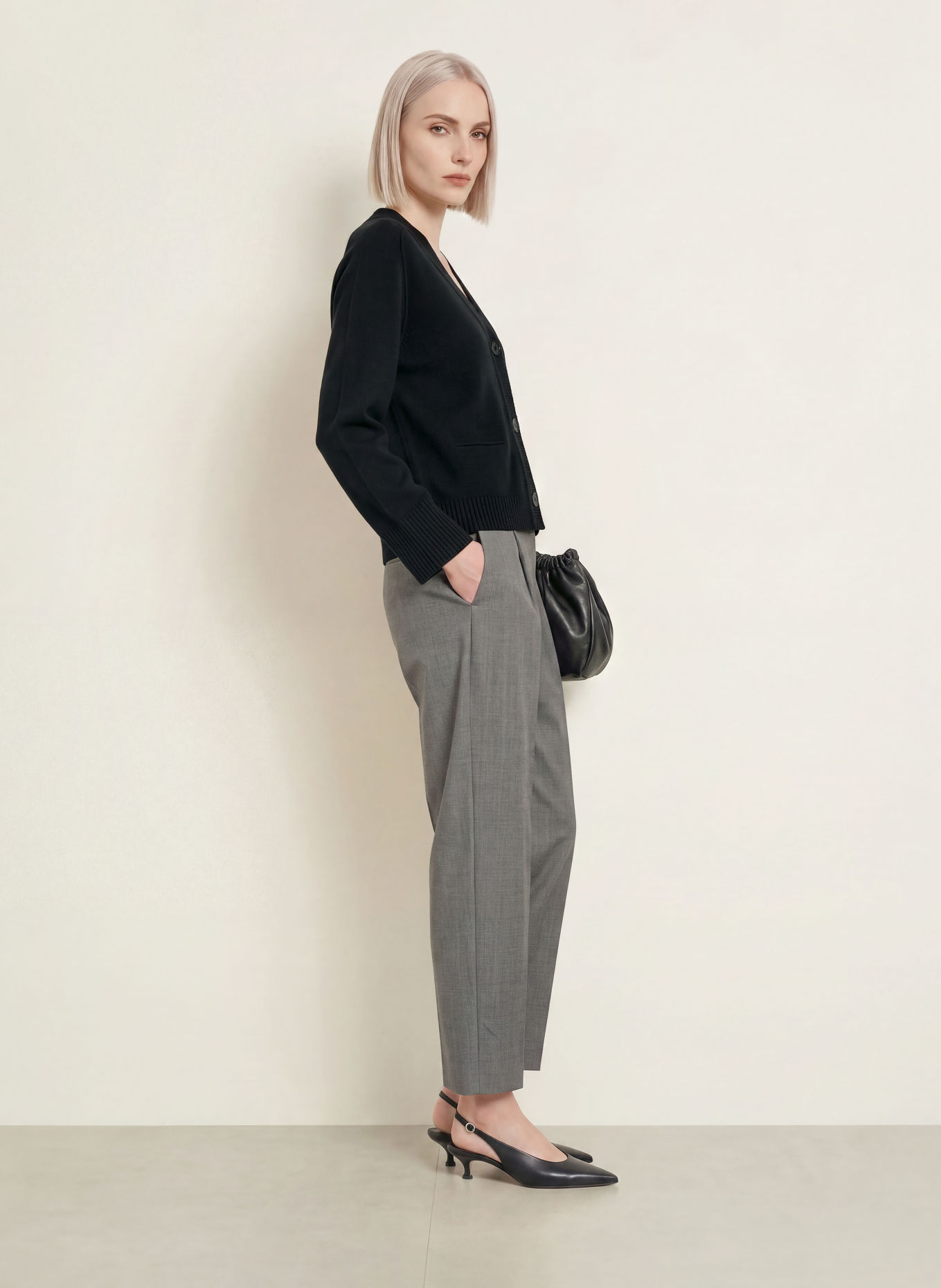 REPEAT Cashmere Cardigan: BLACK