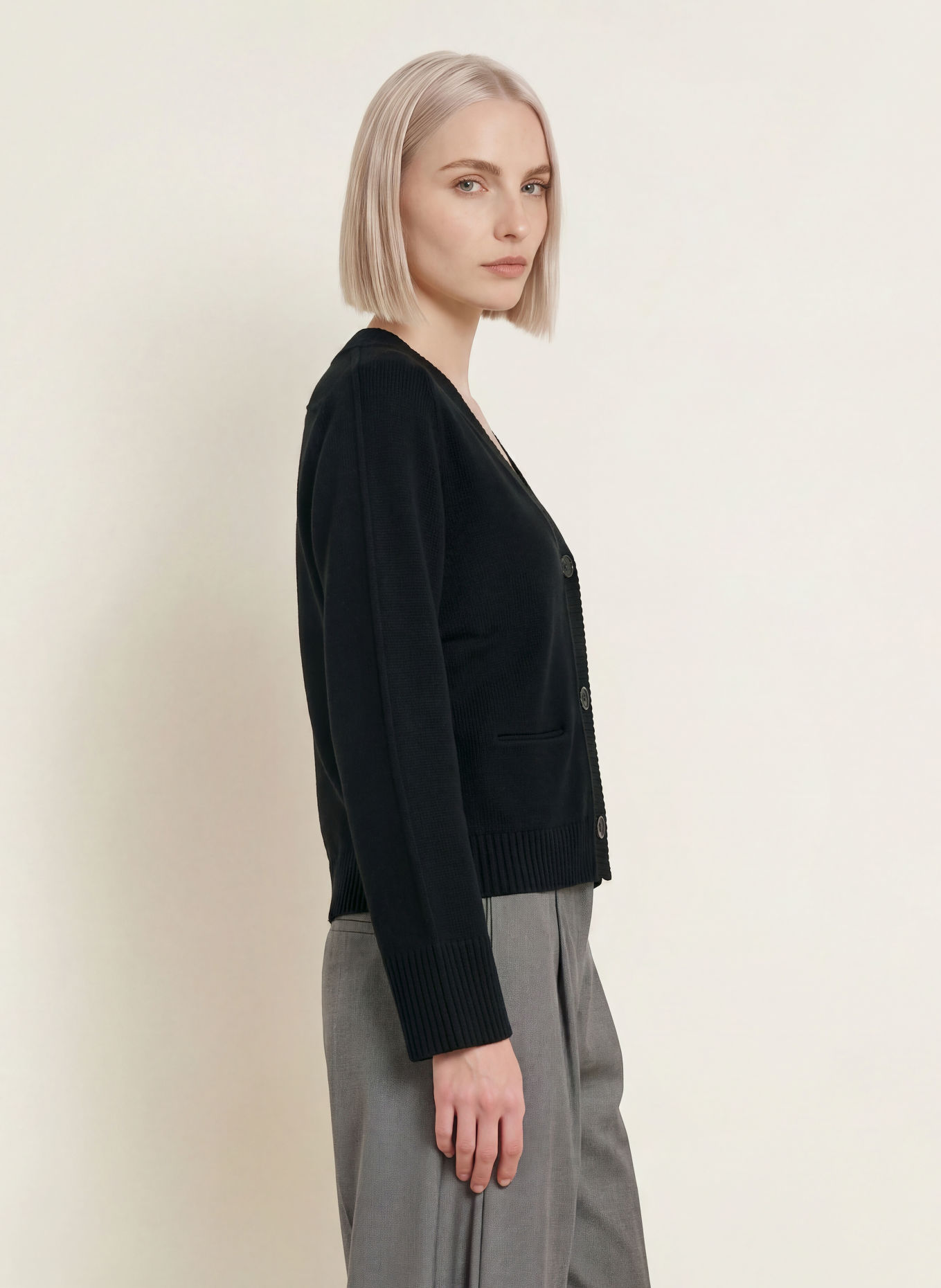 REPEAT Cashmere Cardigan: BLACK
