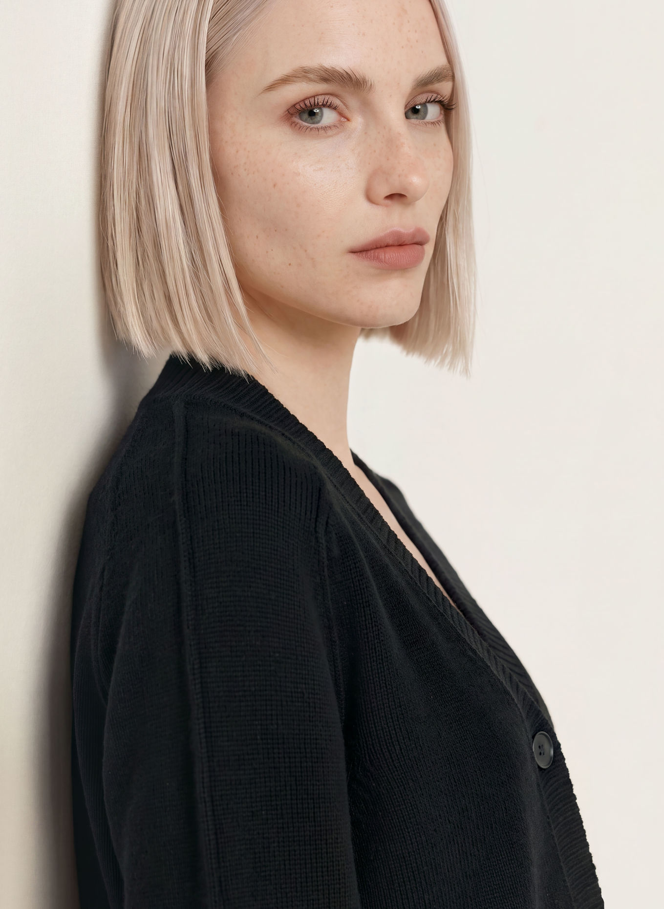 REPEAT Cashmere Cardigan: BLACK