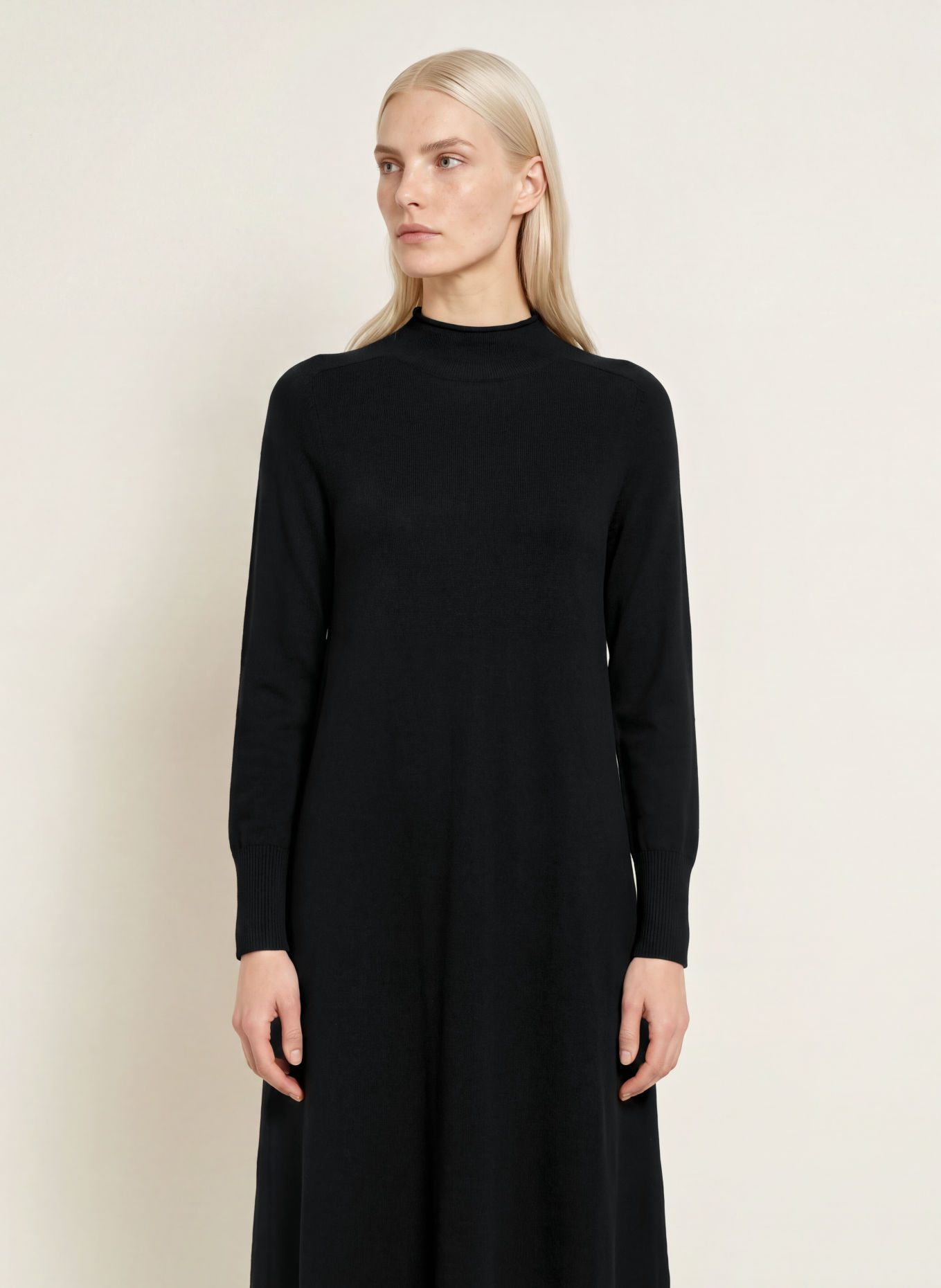 REPEAT Merino wool knit dress: BLACK