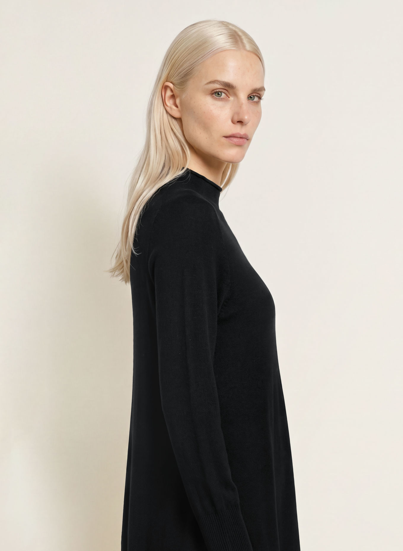 REPEAT Merino wool knit dress: BLACK