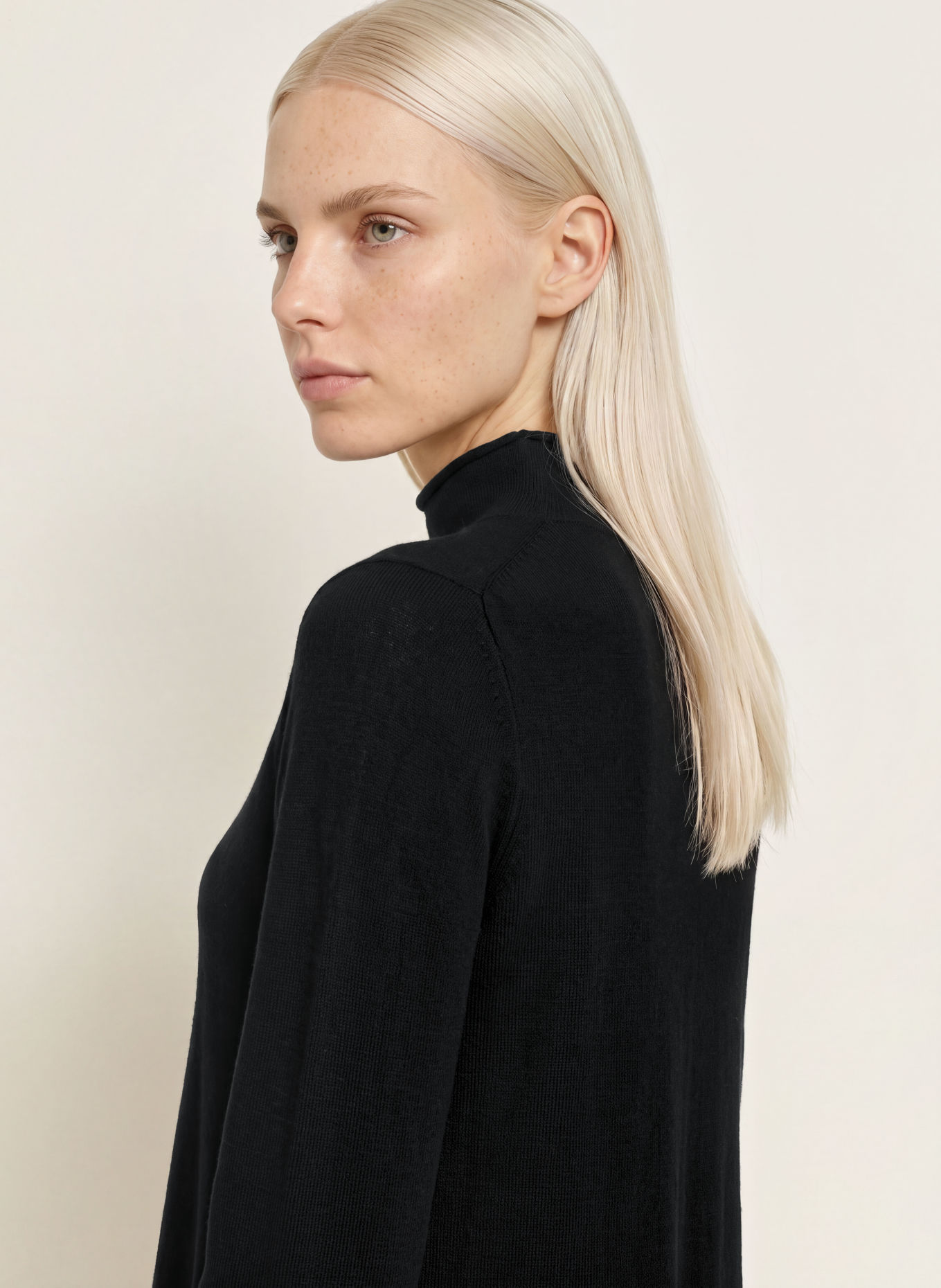 REPEAT Merino wool knit dress: BLACK