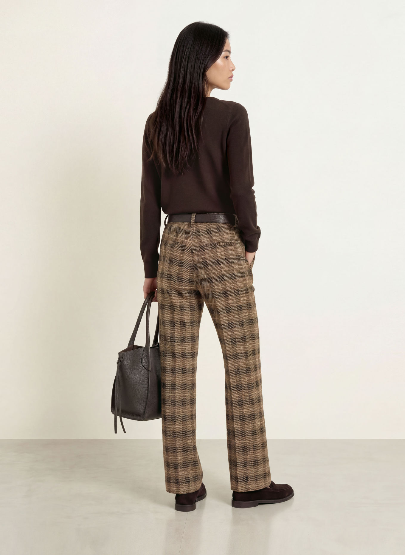 BRAX Pantalon palazzo MAINE en jersey: MARRON / CHAMEAU / NOIR