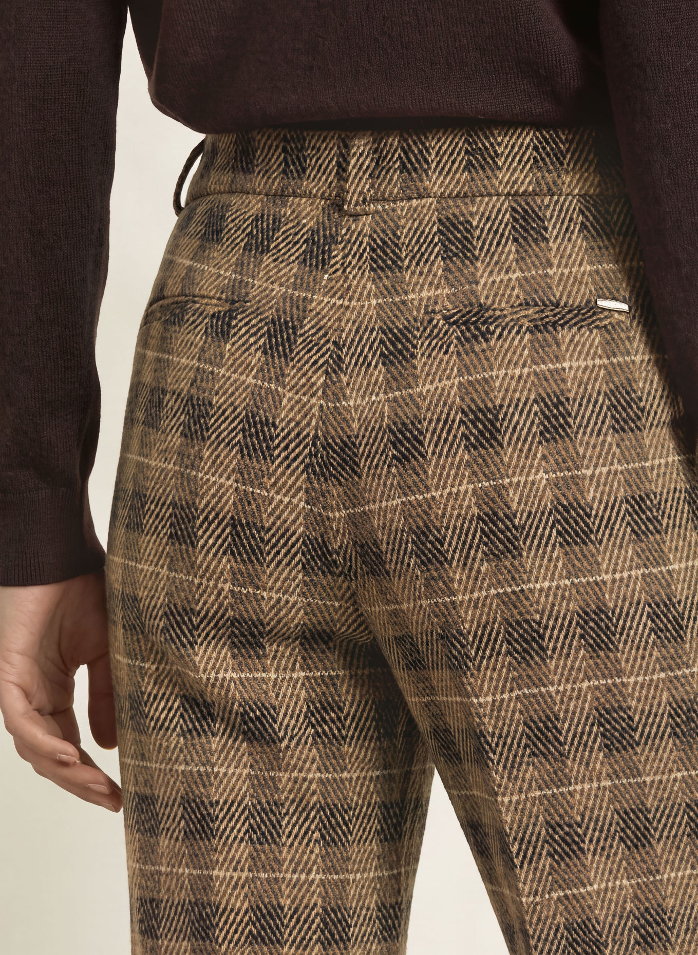 BRAX Pantalon palazzo MAINE en jersey: MARRON / CHAMEAU / NOIR