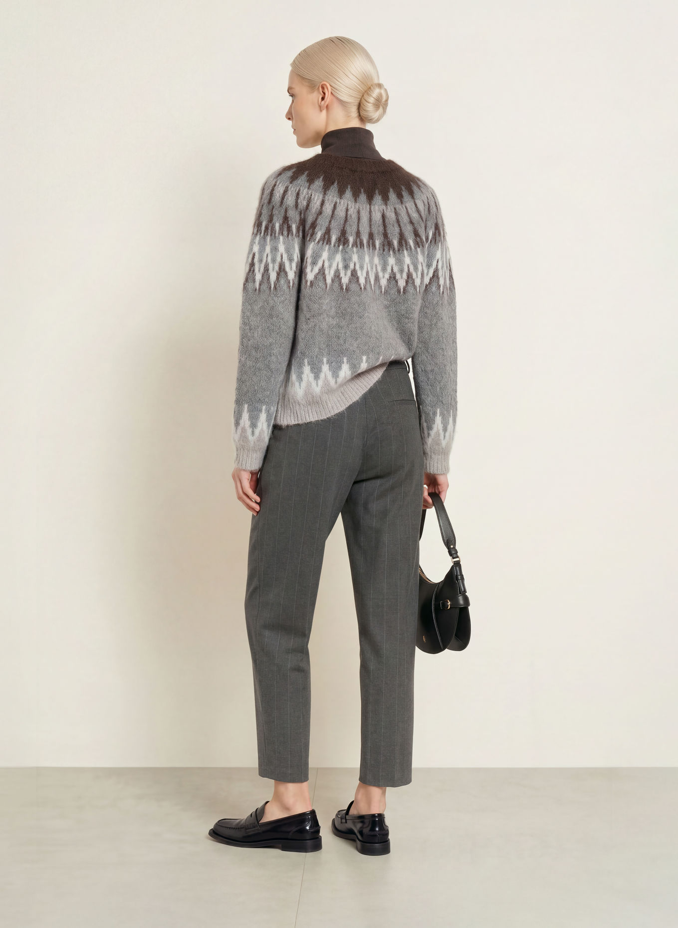 BRAX Pantalon 7/8 MEGAN en flanelle: GRIS FONCÉ / GRIS CLAIR