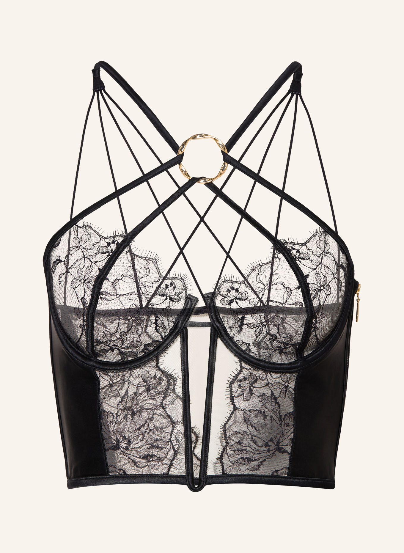 LIVY Bustier DAHLIA STREET met uitsnijding en zijde: ZWART / GOUD