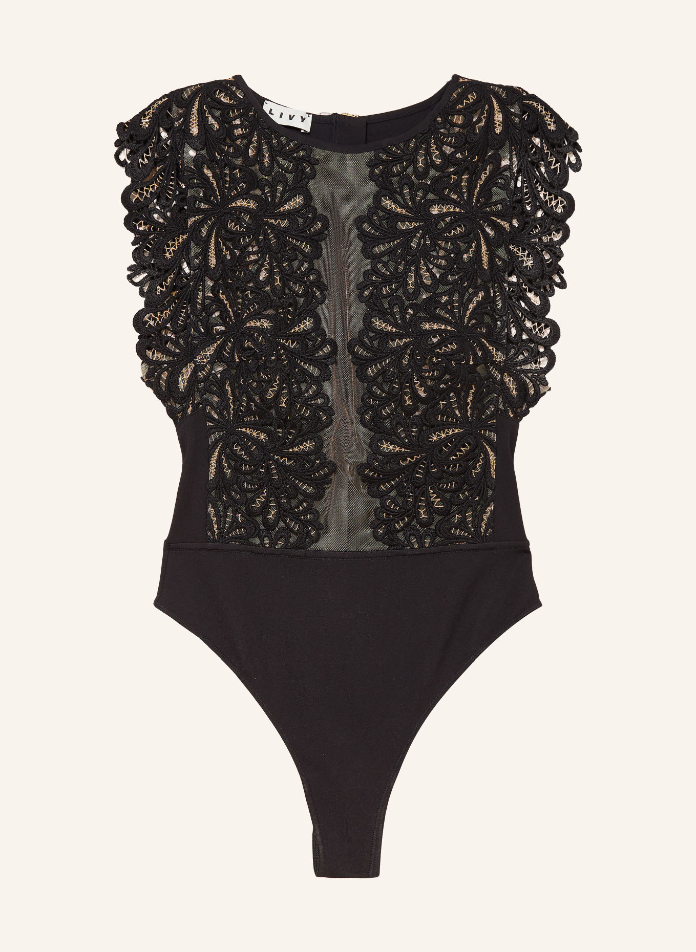 LIVY Body LENNOX avec fil pailleté et dentelle: NOIR / CHAMEAU