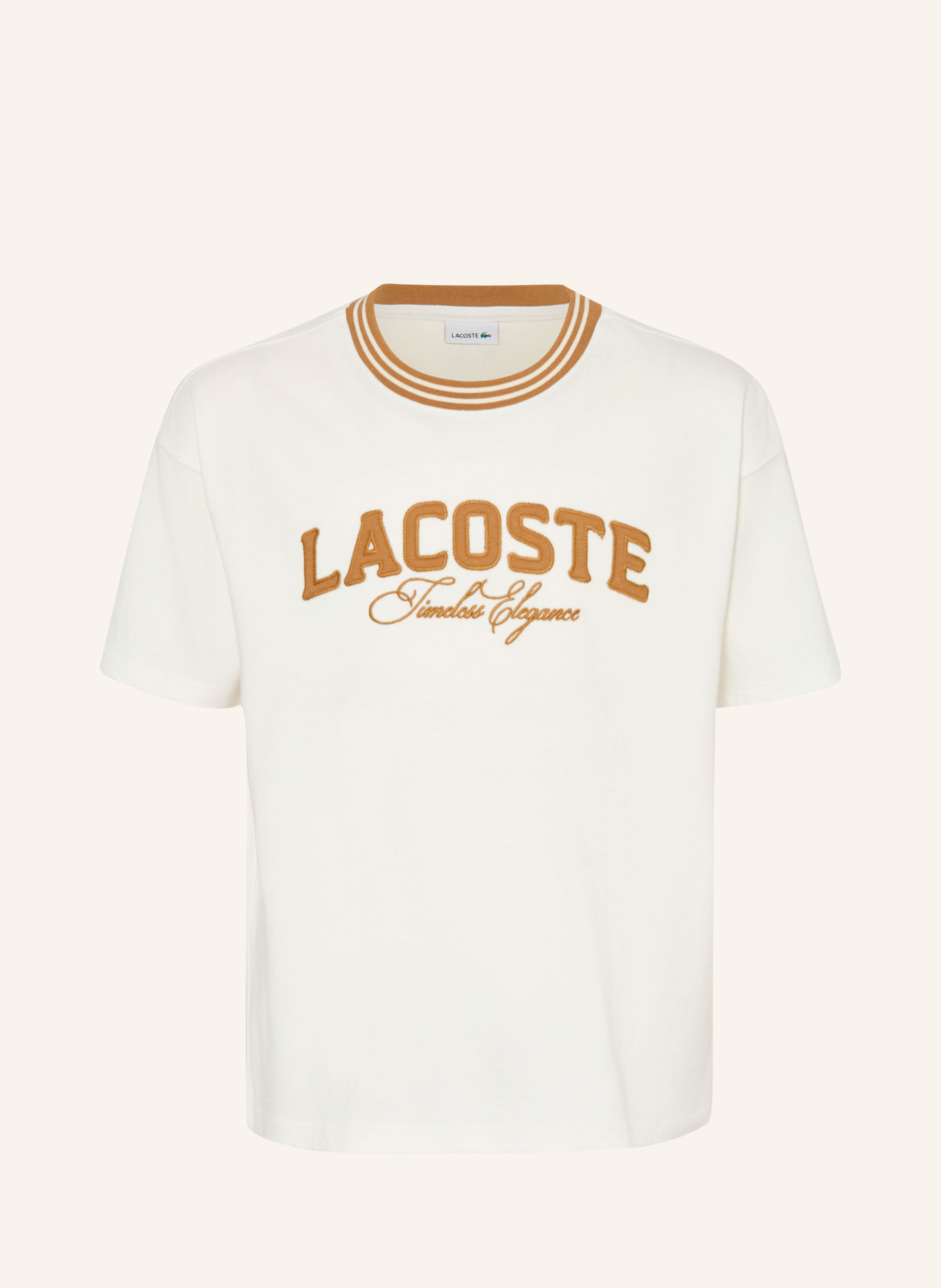 LACOSTE T-shirt: CRÈME / LICHTBRUIN