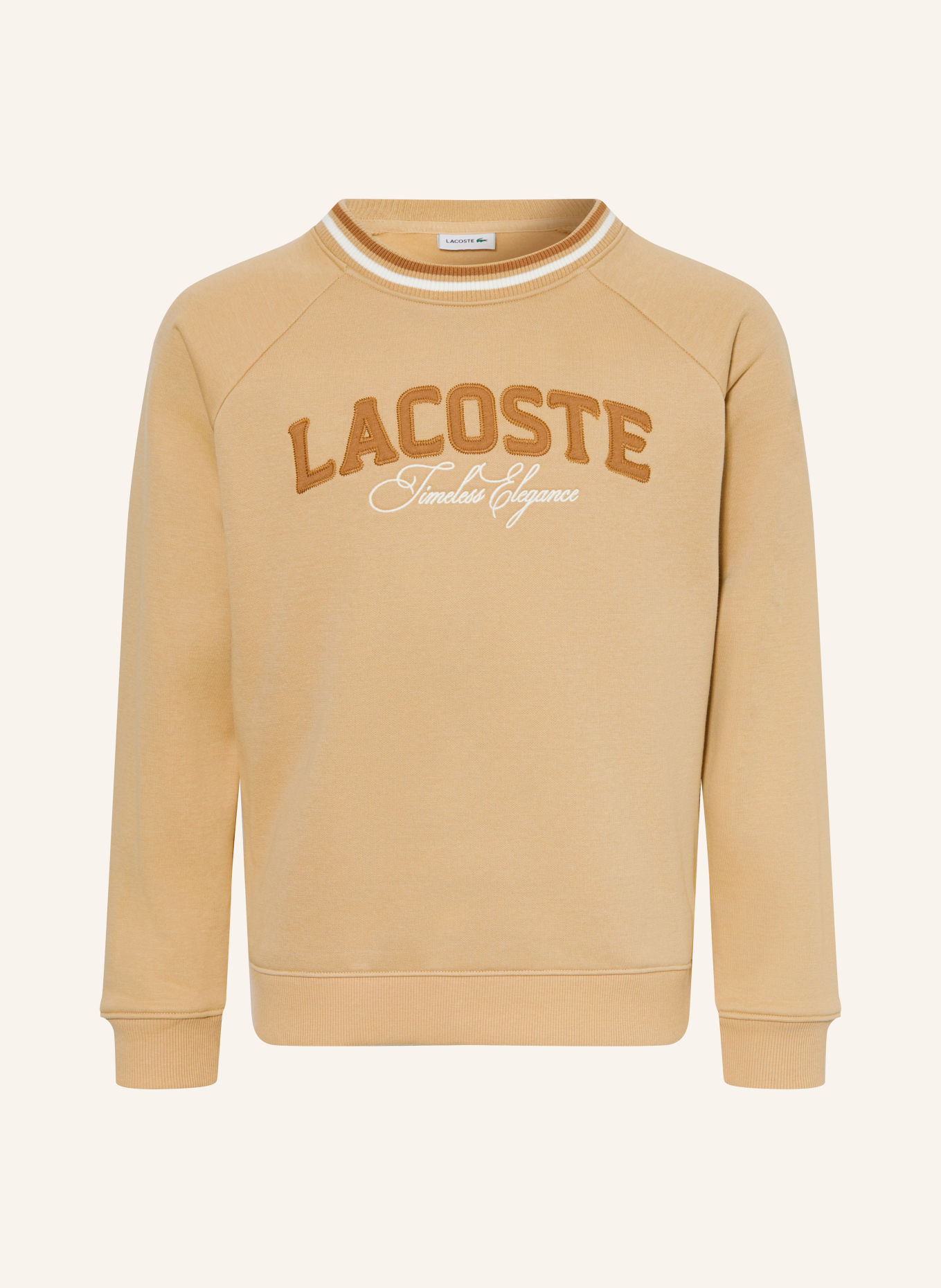LACOSTE Sweatshirt: BEIGE / LICHTBRUIN / WIT