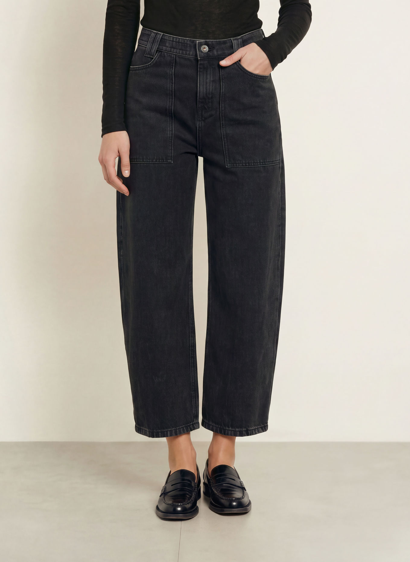 DRYKORN Jeansy typu barrel DERIVE: 1030 schwarz