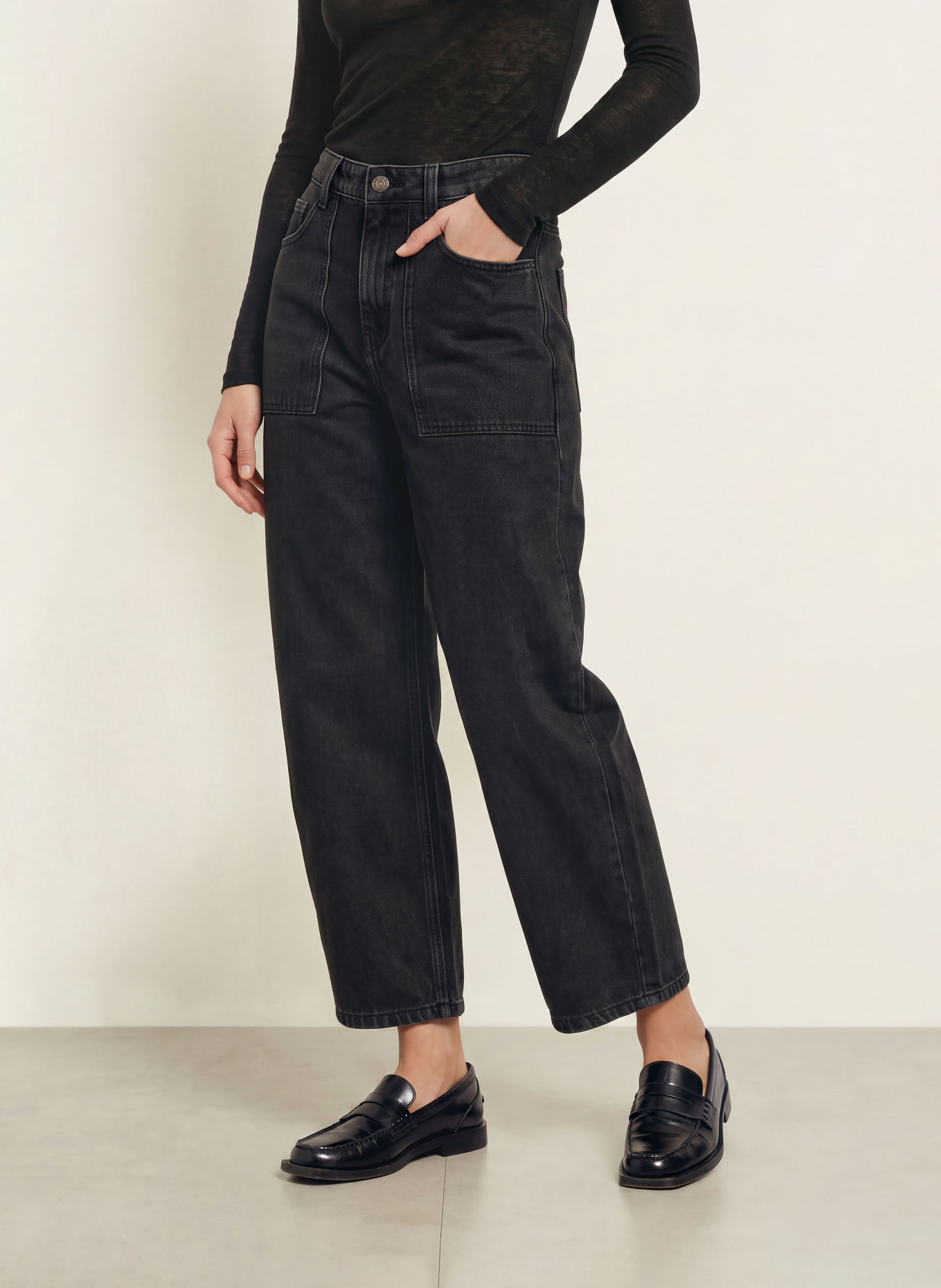 DRYKORN Jeansy typu barrel DERIVE: 1030 schwarz