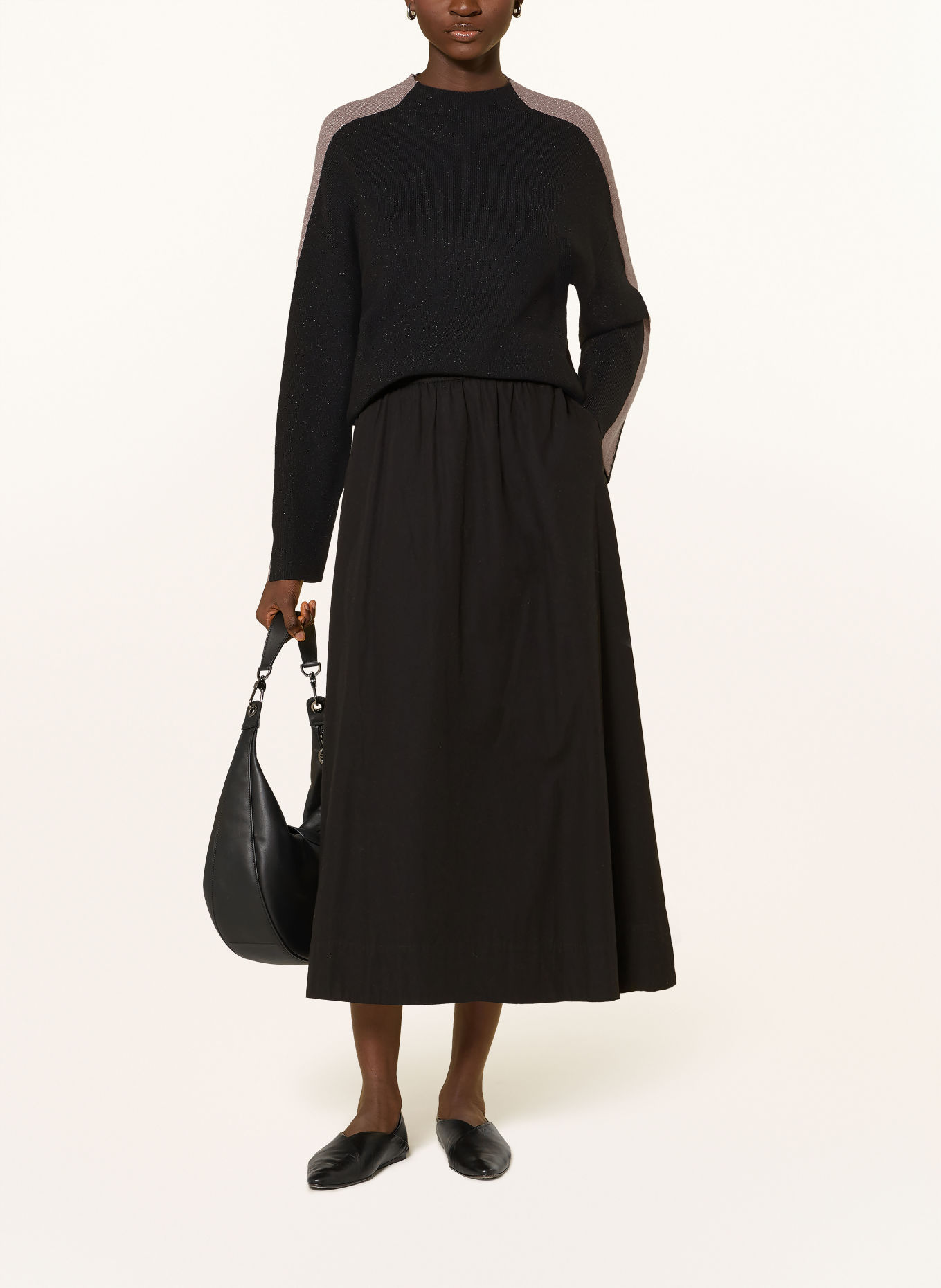 MARC AUREL Pull en laine pailletée: NOIR / TAUPE