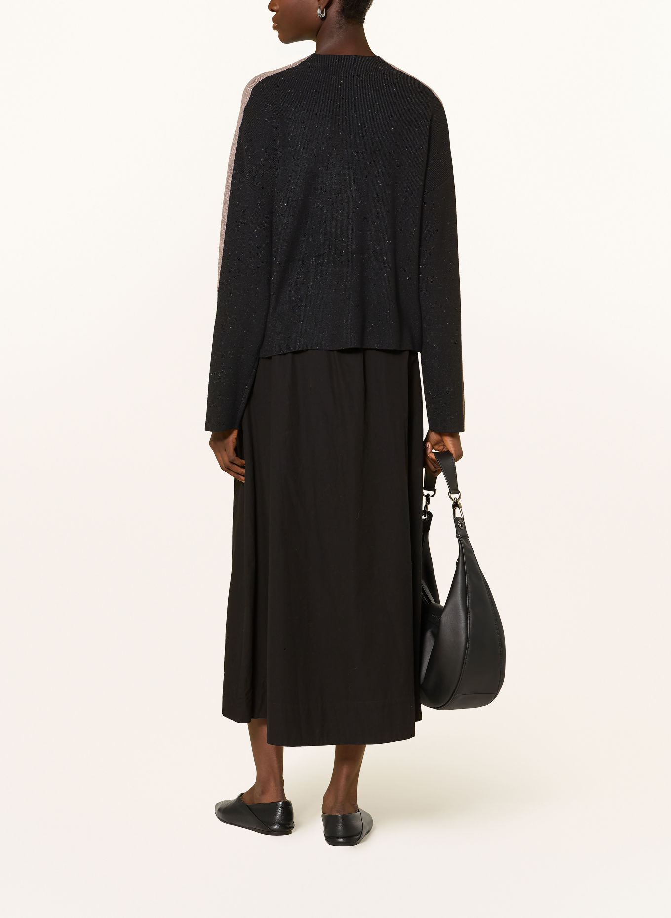 MARC AUREL Pull en laine pailletée: NOIR / TAUPE