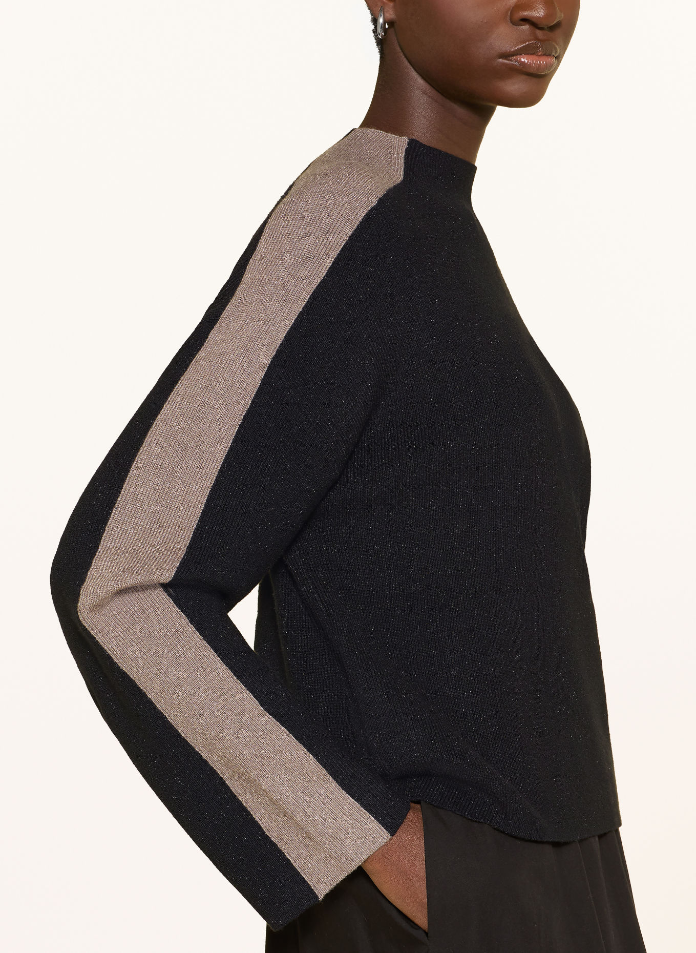 MARC AUREL Pull en laine pailletée: NOIR / TAUPE