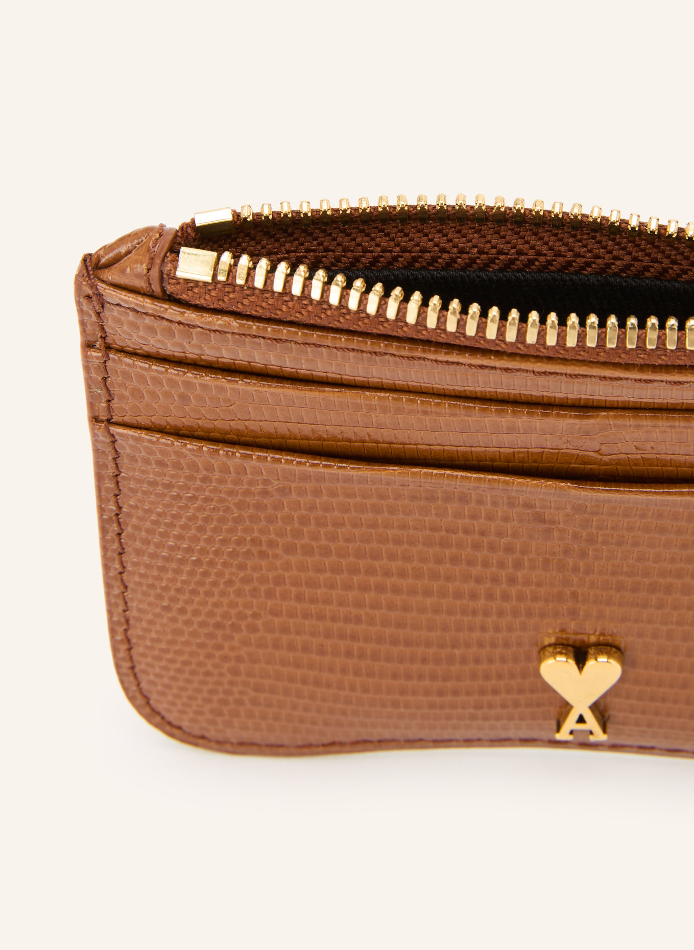 AMI PARIS PARIS PARIS Card wallet with Coin Pocket: COGNAC