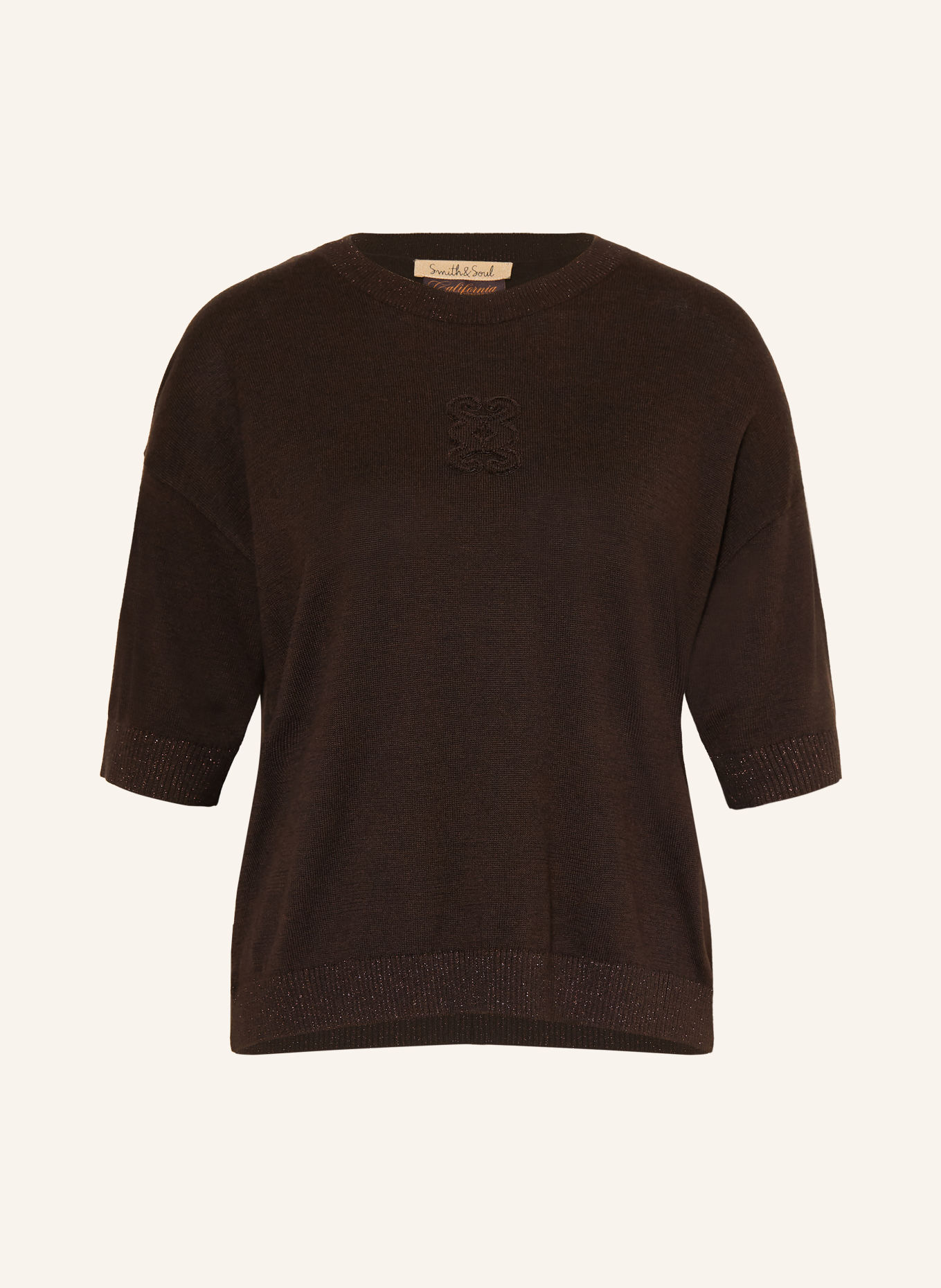 Smith & Soul Knit shirt with glitter yarn: DARK BROWN