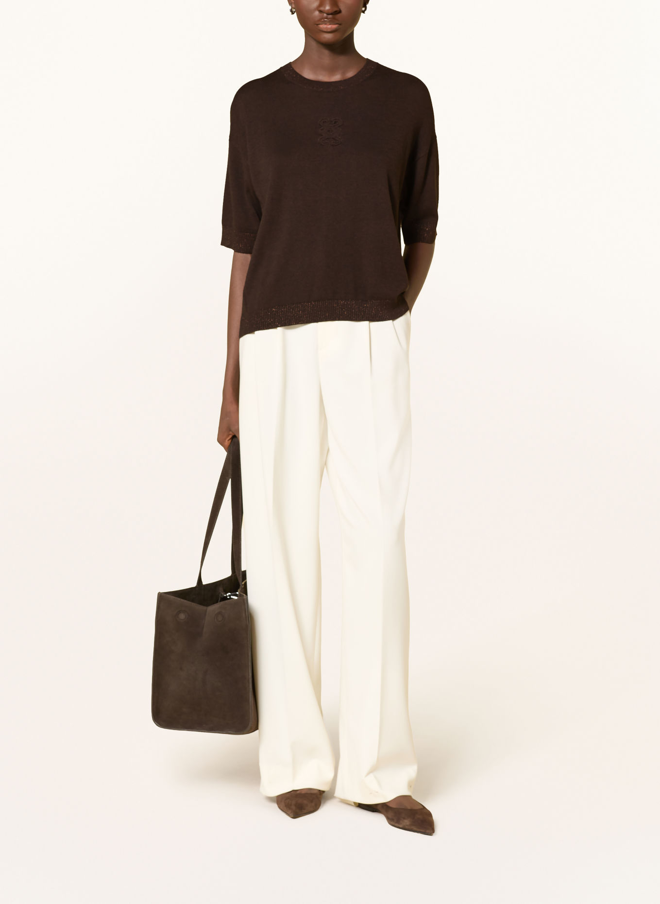 Smith & Soul Knit shirt with glitter yarn: DARK BROWN