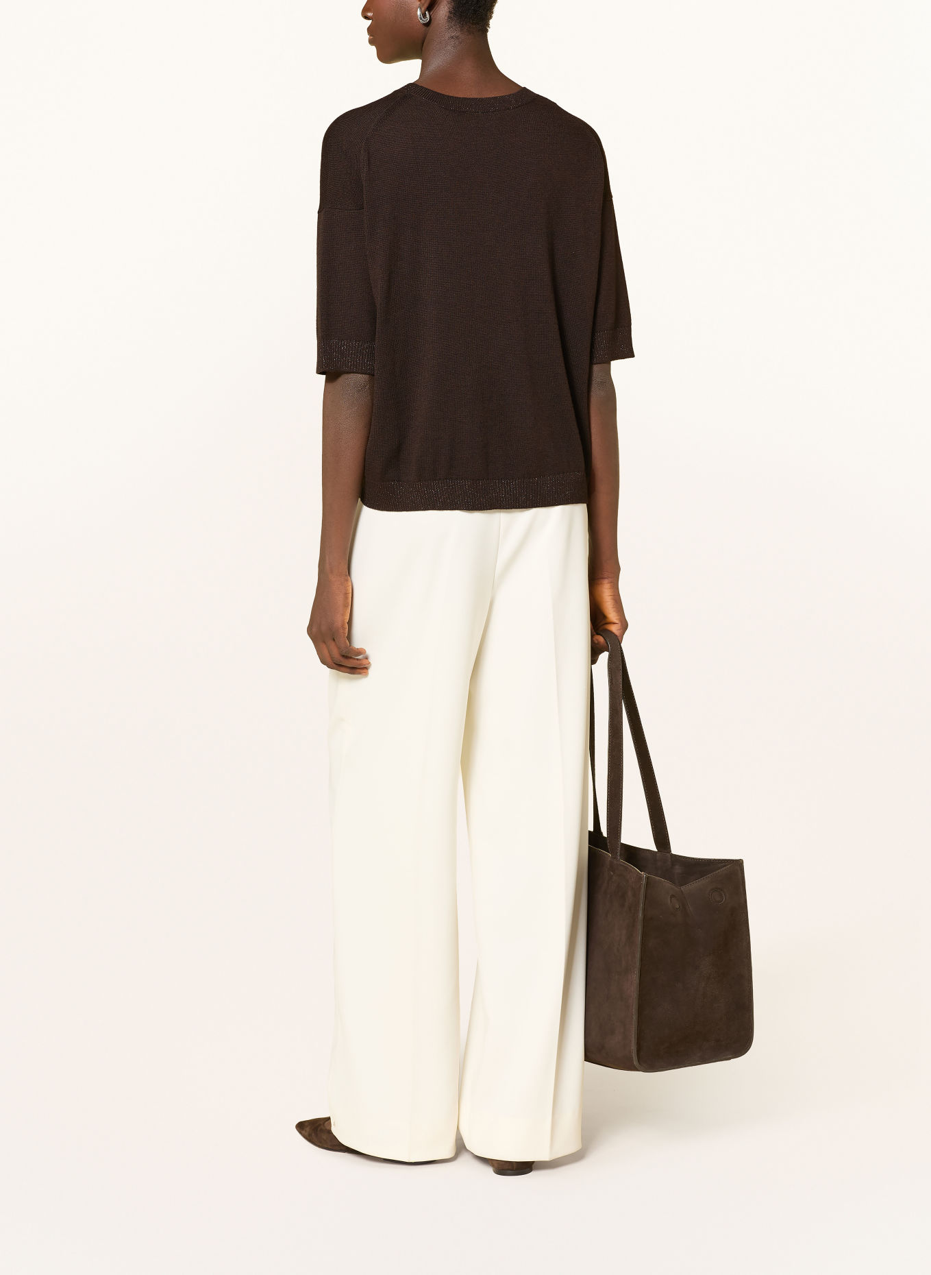 Smith & Soul Knit shirt with glitter yarn: DARK BROWN