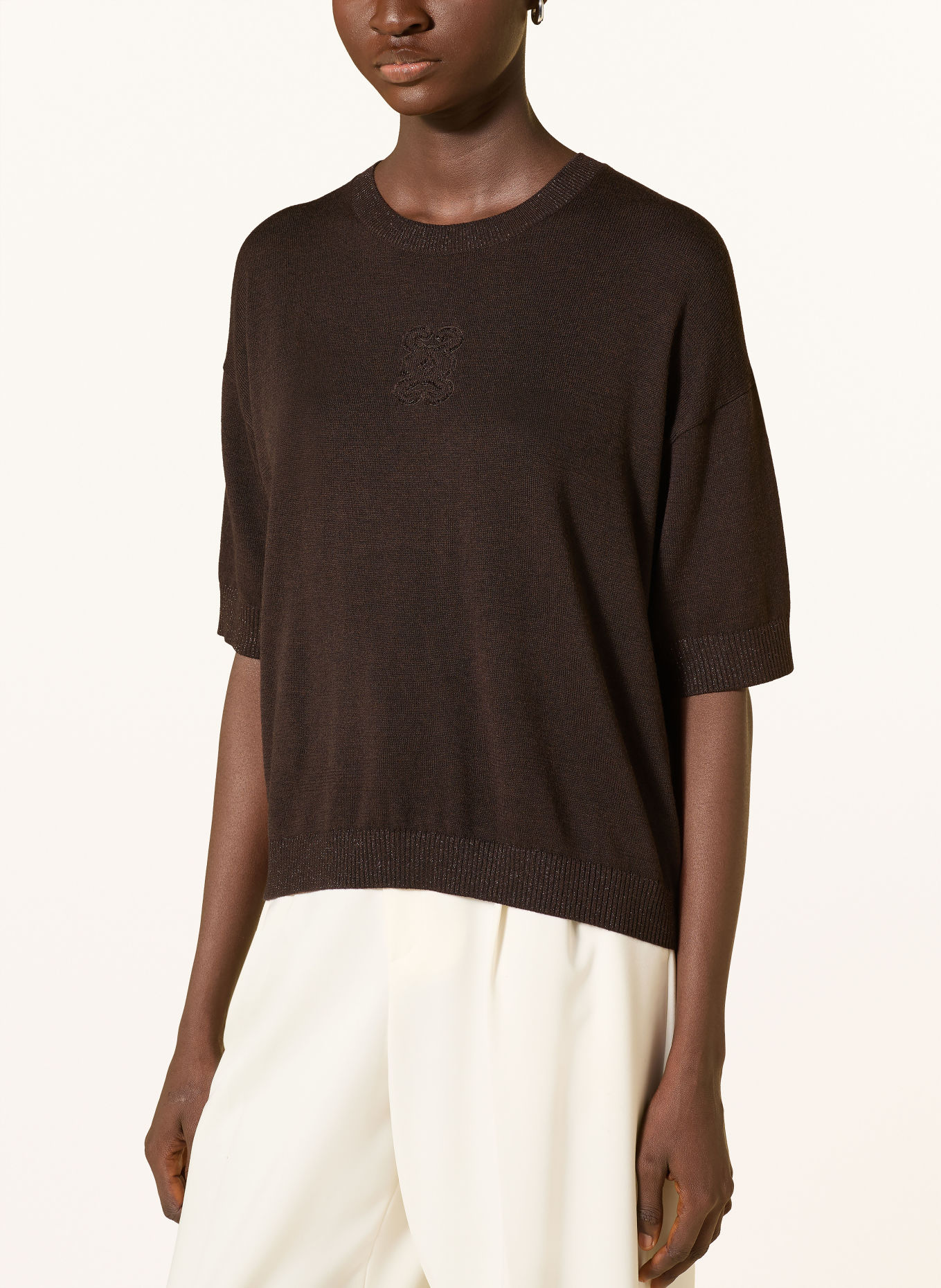 Smith & Soul Knit shirt with glitter yarn: DARK BROWN