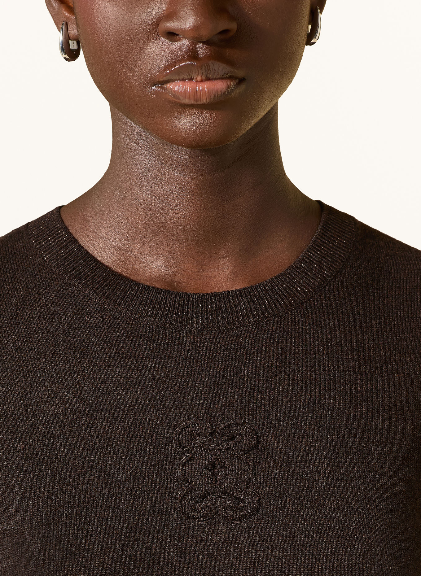 Smith & Soul Knit shirt with glitter yarn: DARK BROWN