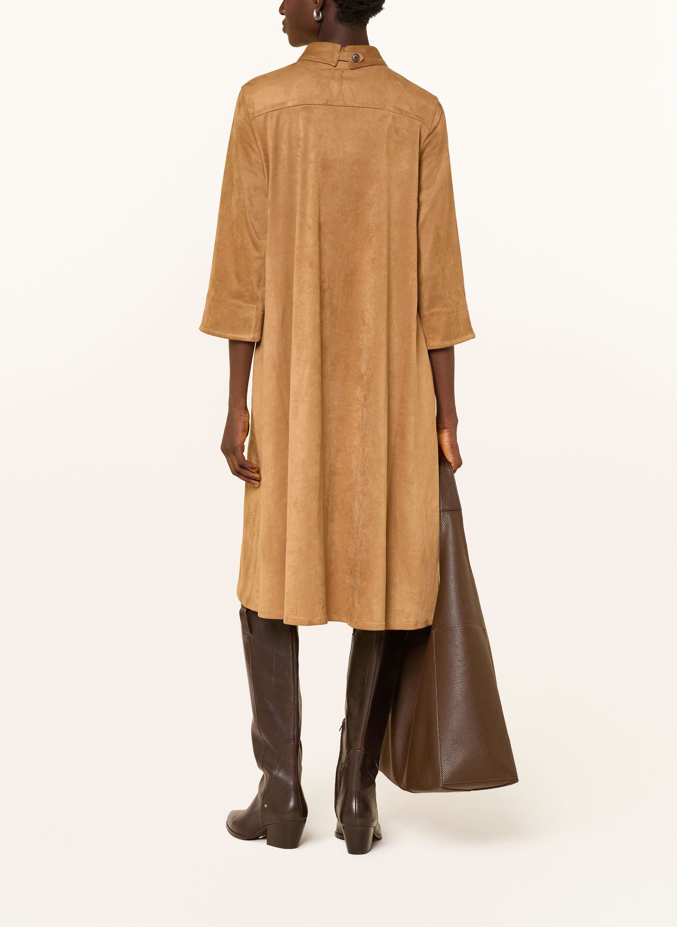 Smith & Soul Blousejurk in leerlook met 3/4-mouwen: COGNAC