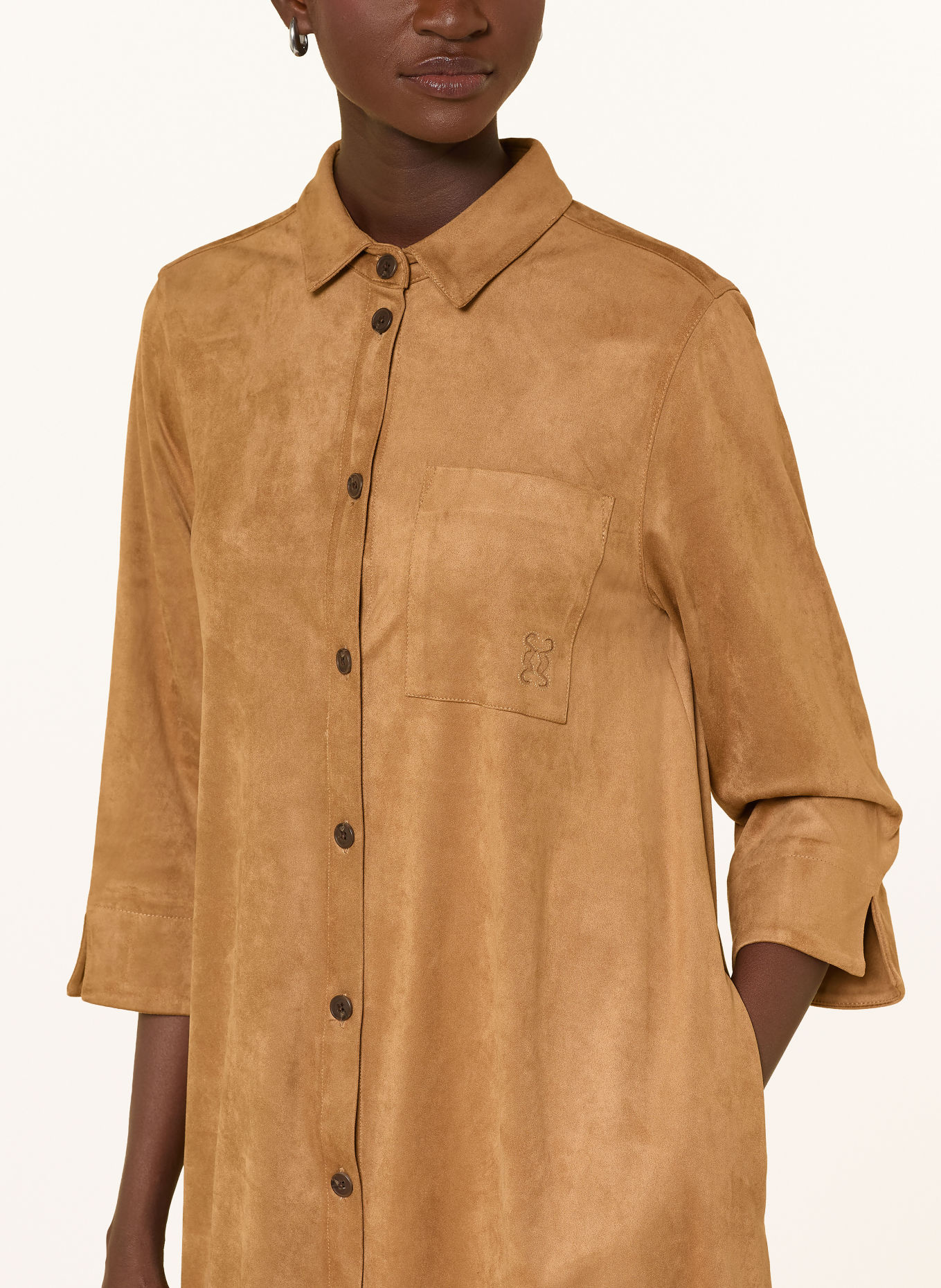 Smith & Soul Blousejurk in leerlook met 3/4-mouwen: COGNAC