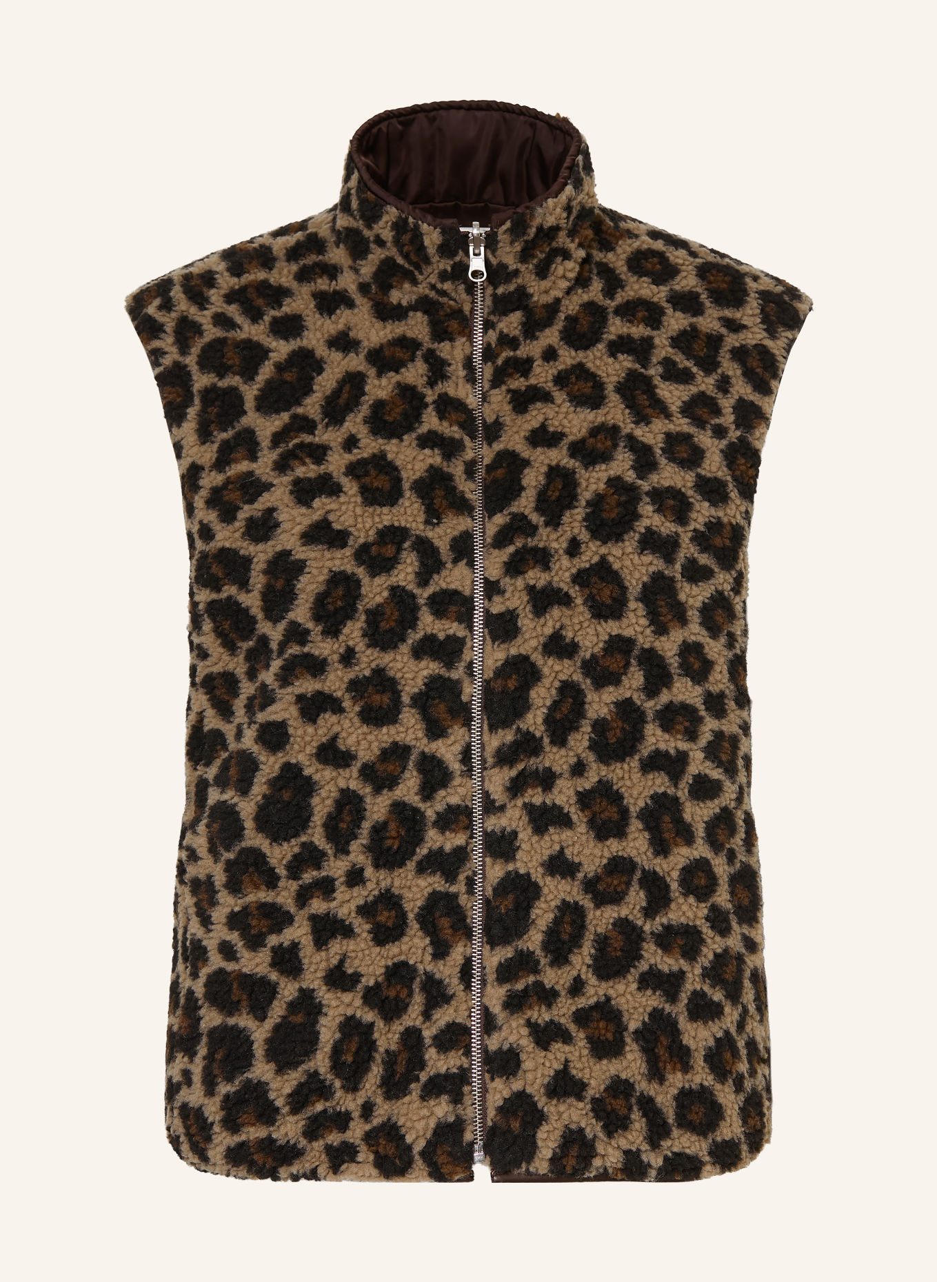 Smith & Soul Vendbar vest i teddypels: SORT / LYSEBRUN / BRUN