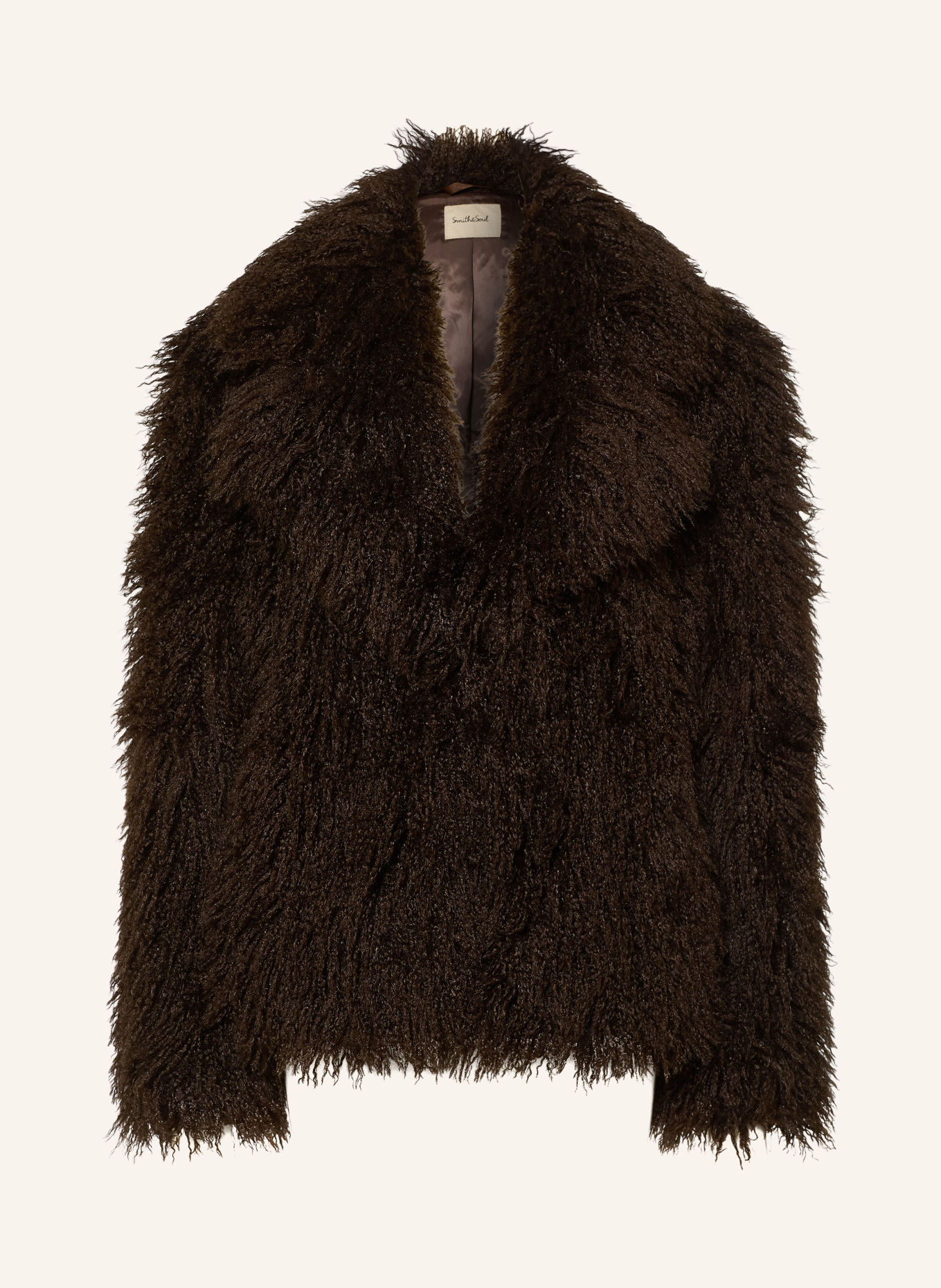 Smith & Soul Jas van imitatiebont: MARRON FONCÉ
