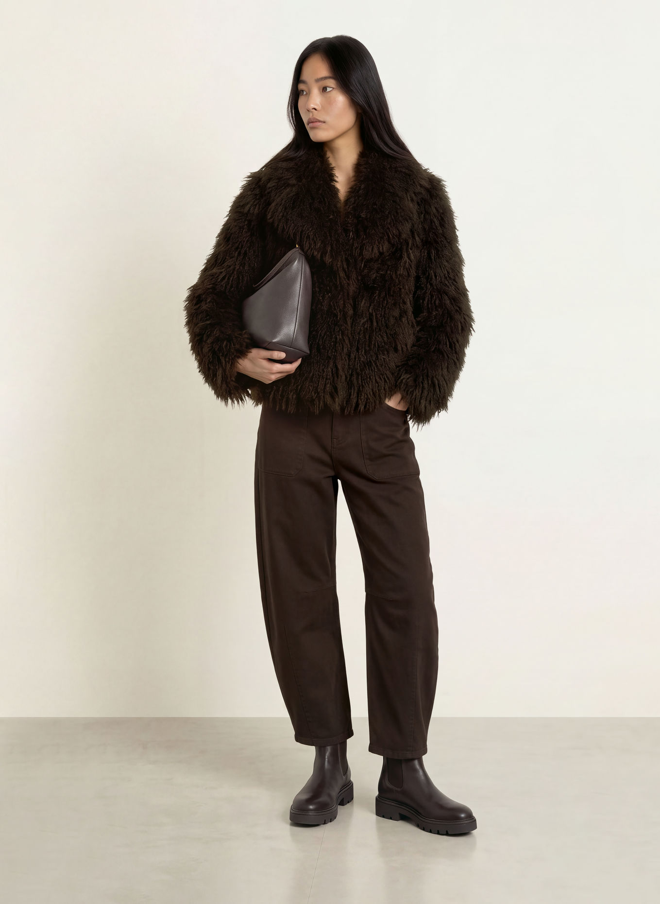 Smith & Soul Jas van imitatiebont: MARRON FONCÉ