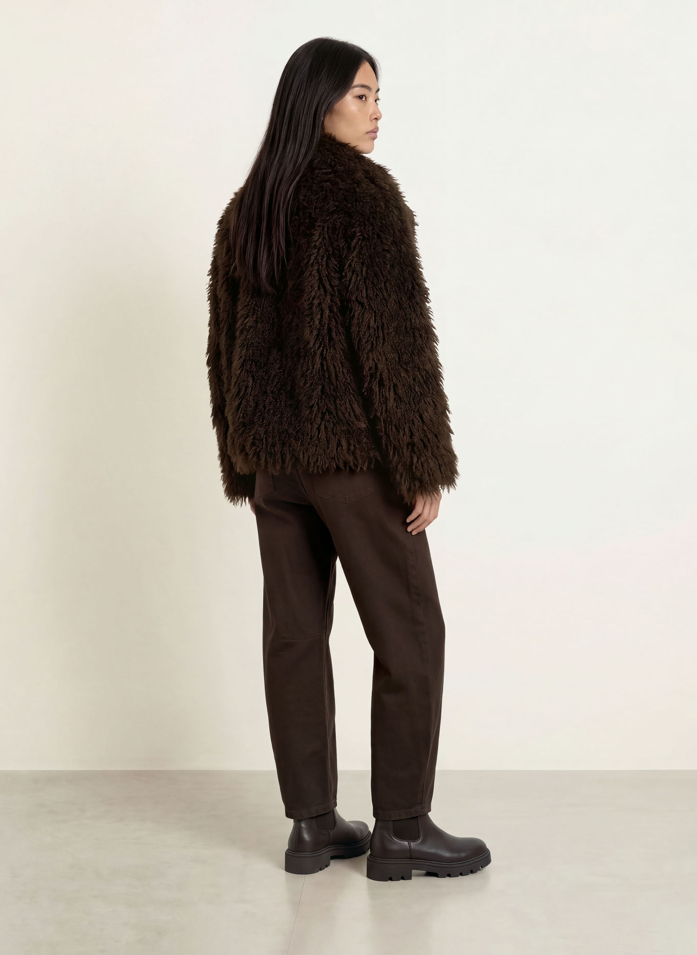 Smith & Soul Jas van imitatiebont: MARRON FONCÉ
