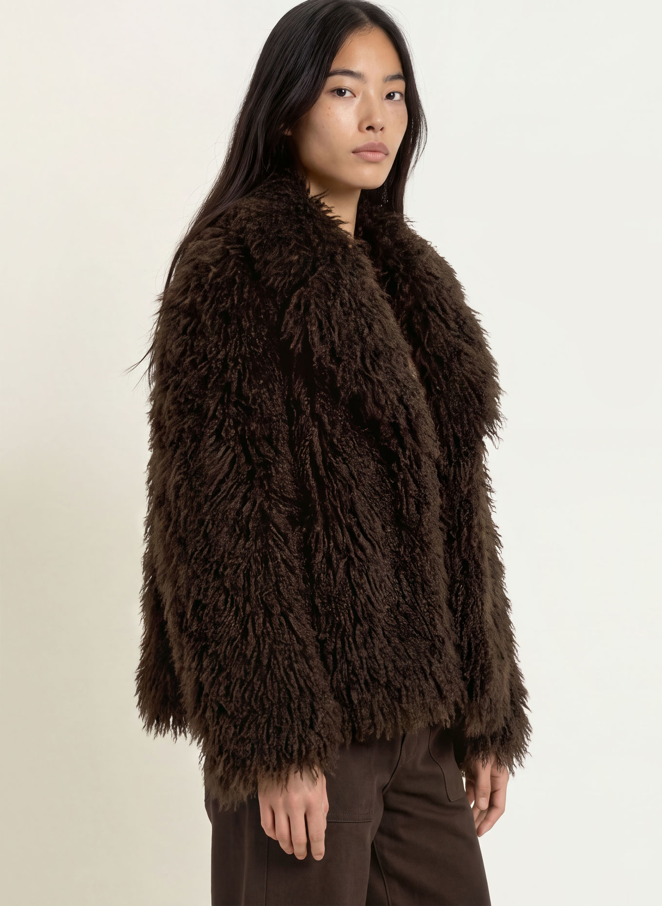 Smith & Soul Jas van imitatiebont: MARRON FONCÉ