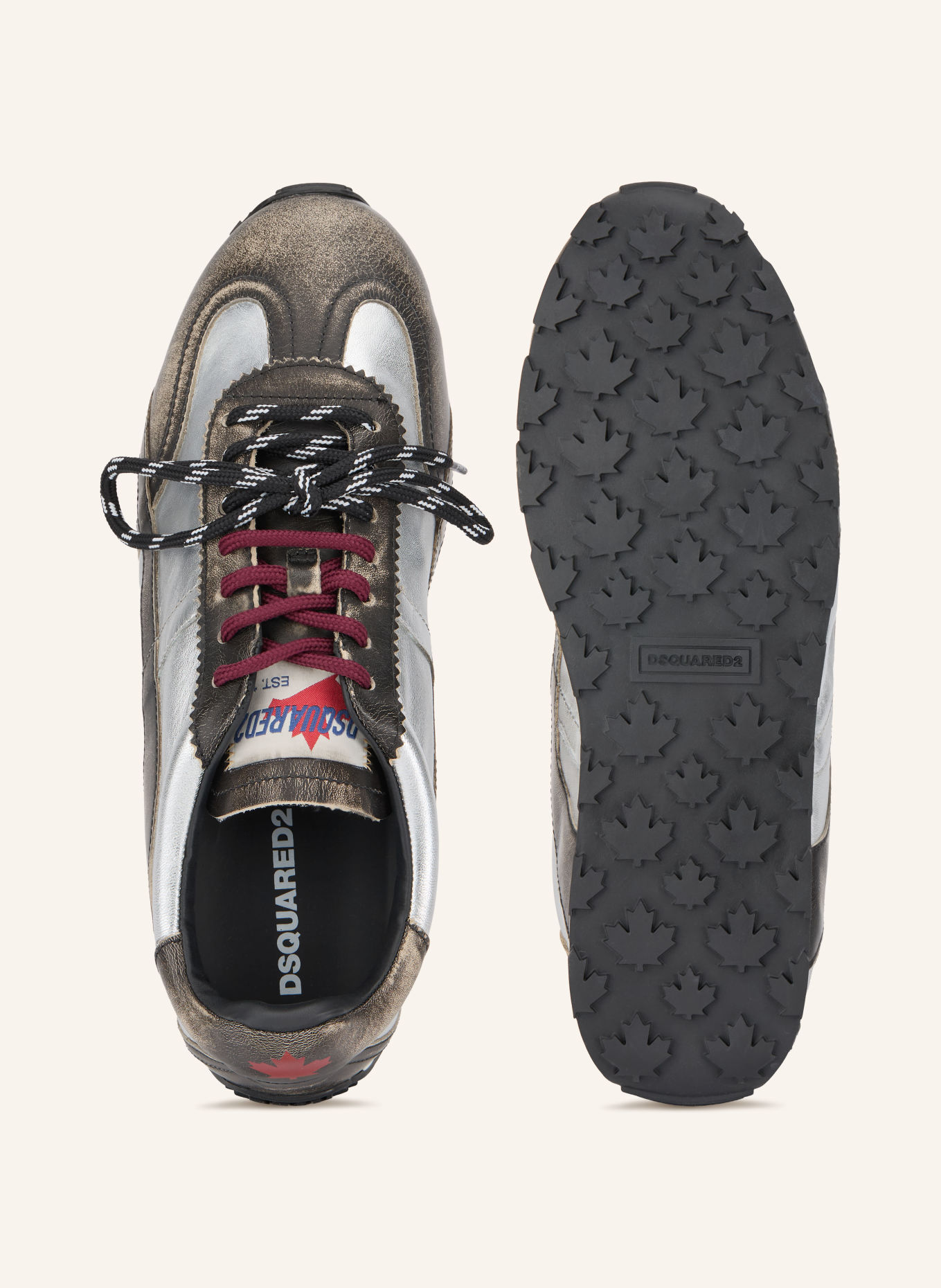 DSQUARED2 Sneakersy DC-642: STŘÍBRNÁ / TMAVĚ ŠEDÁ