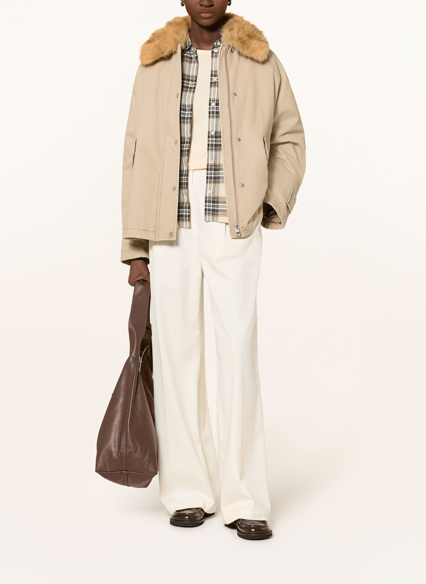 Marc O'Polo Parka avec col en fausse fourrure amovible: TAUPE / BEIGE