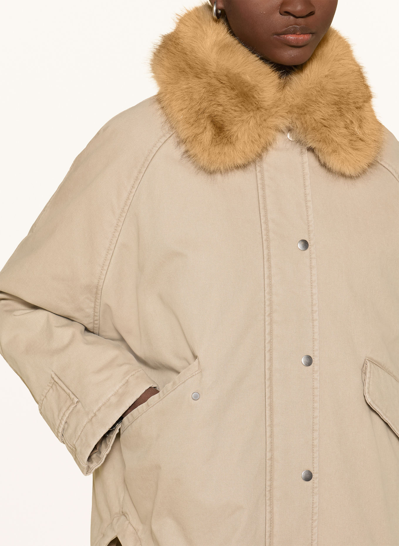 Marc O'Polo Parka avec col en fausse fourrure amovible: TAUPE / BEIGE